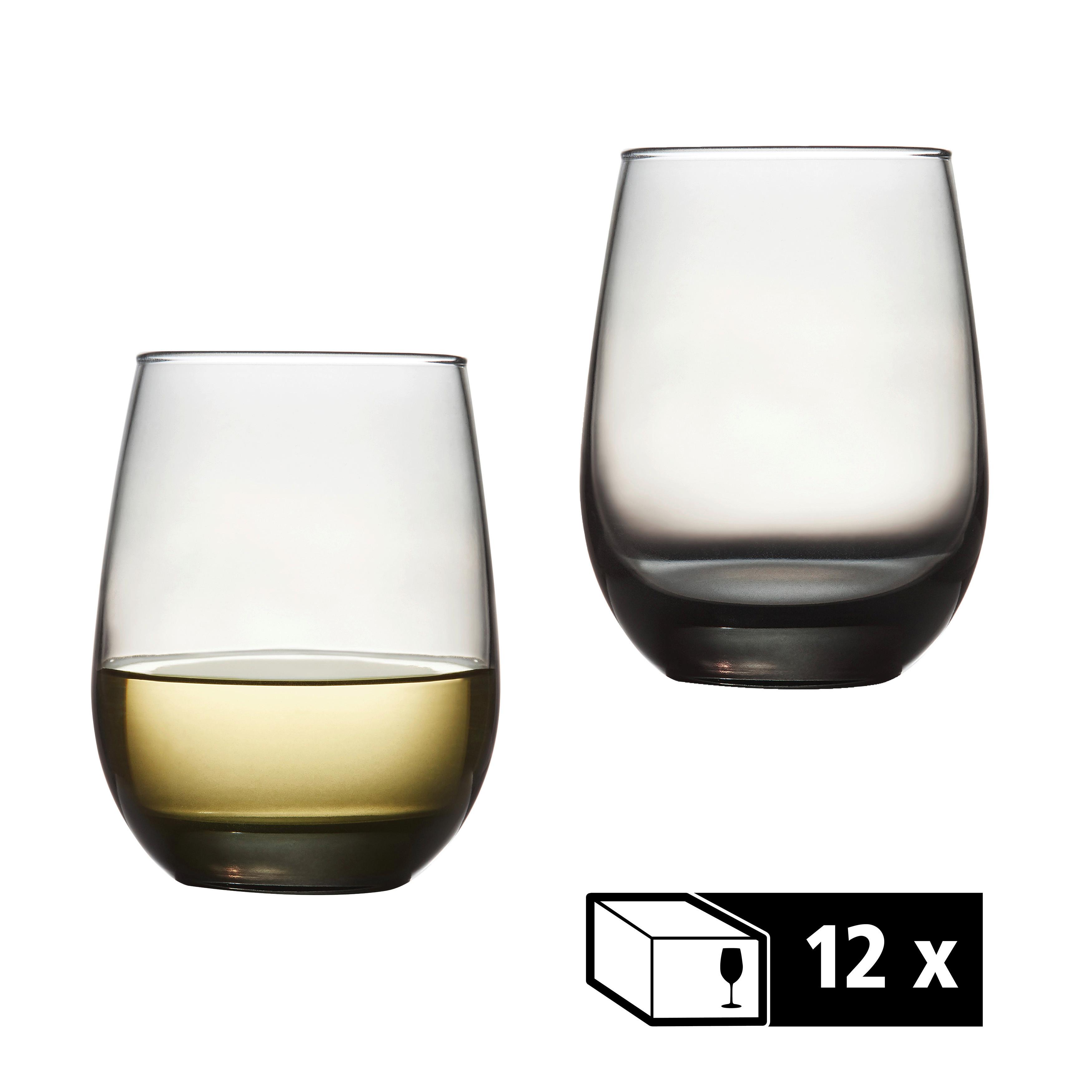 Gläserset Stemless Hellgrau 12-teilig - Hellgrau, Basics, Glas (9/11,5cm)