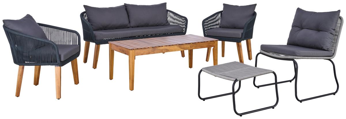Lounge Garnitura Trendy, Barva Akacije, Antracit - temno siva/antracit, Moderno, kovina/les (160/75/70cm)