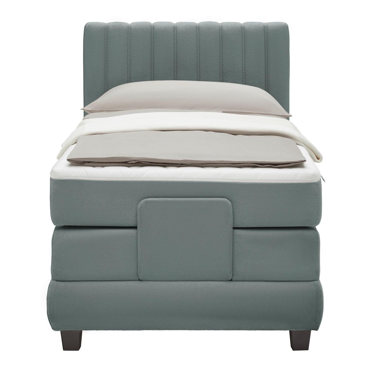 Boxspringbett Dixon Dunkelgrau ca. 90x200cm - Dunkelgrau/Schwarz, KONVENTIONELL, Holz/Holzwerkstoff (90/200cm) - Premium Living