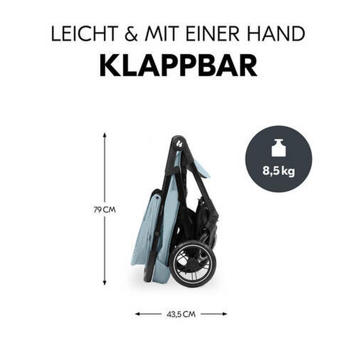 WÓZEK SPACEROWY SHOP N CARE - czarny/pastelowy błękit, Basics, tworzywo sztuczne/metal (40.5/104/51.5cm) - Hauck