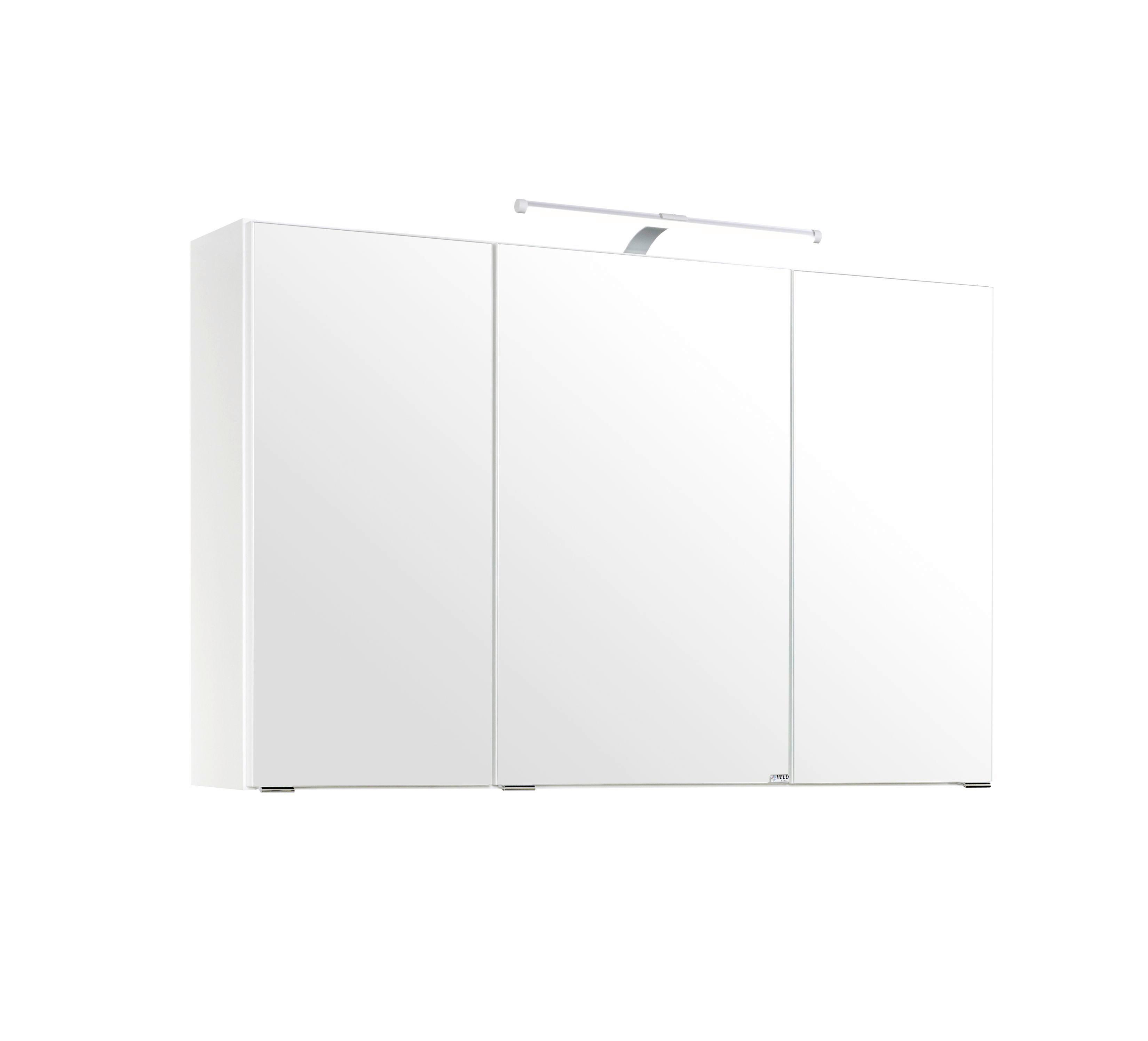 Spiegelschrank Multi in Weiß mit LED - Chromfarben/Weiß, MODERN, Glas/Holzwerkstoff (100/64/20cm)