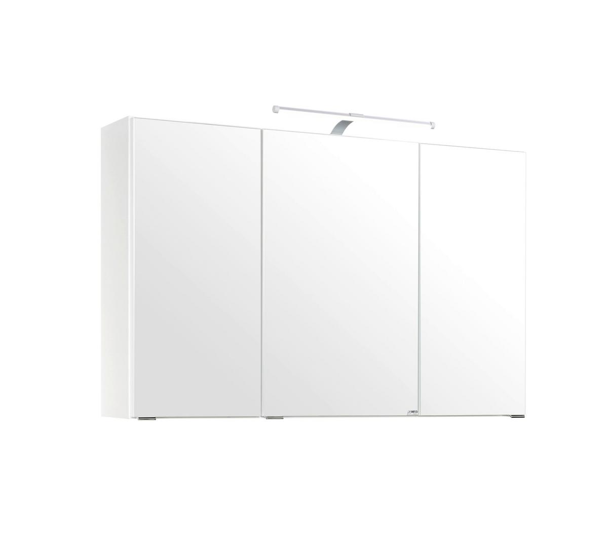 Spiegelschrank Multi in Weiß mit LED - Chromfarben/Weiß, MODERN, Glas/Holzwerkstoff (100/64/20cm)