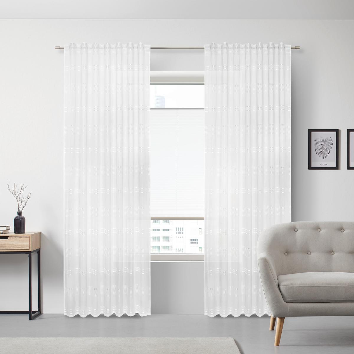Perdea prefabricată Louis - alb, Konventionell, textil (140/245cm) - Modern Living