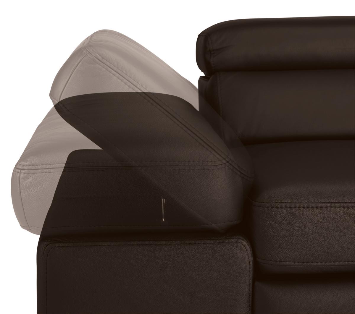 Wohnlandschaft Carmen rechts Dunkelbraun - Dunkelbraun/Schwarz, MODERN, Leder/Holz (292/72/226cm) - Premium Living