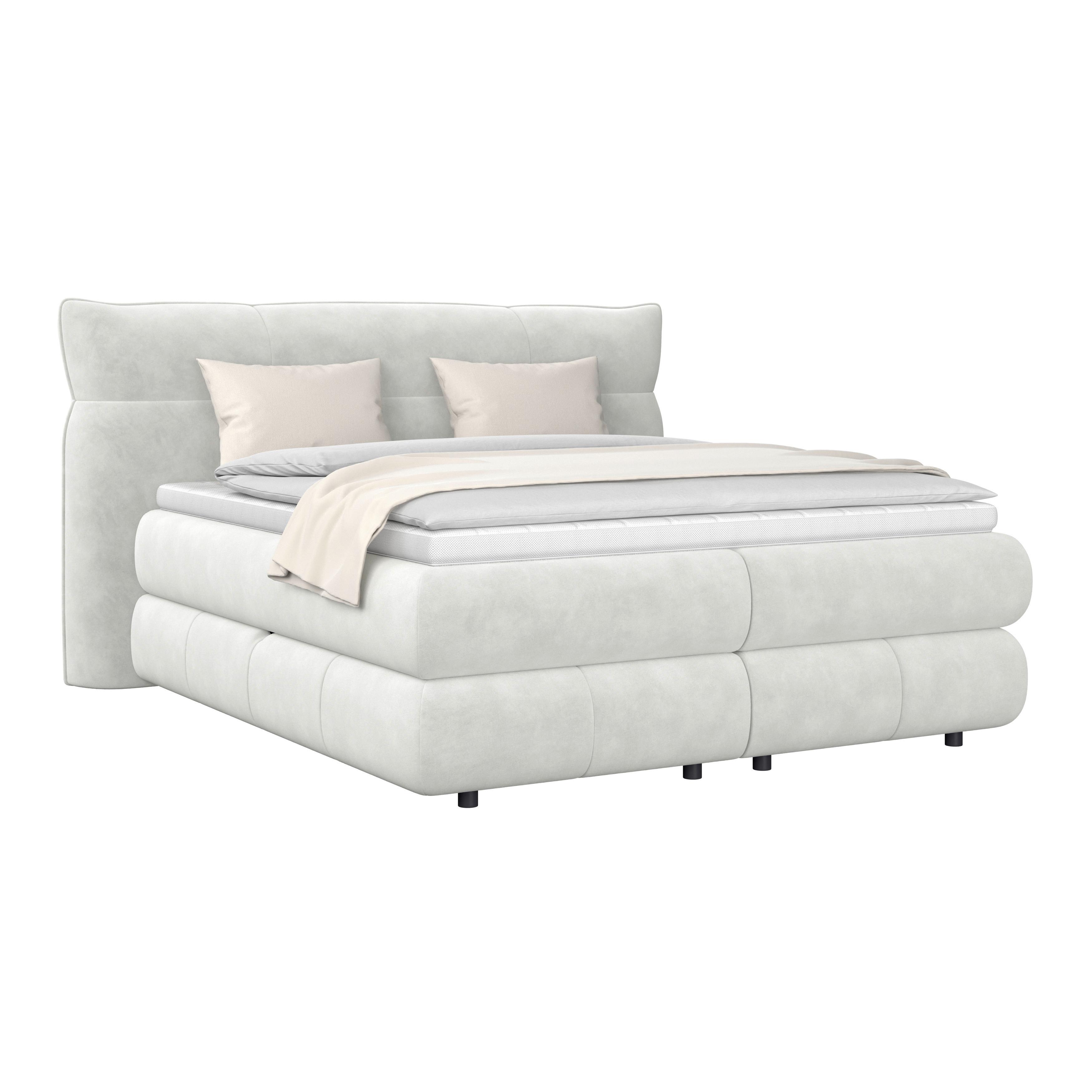 Boxspring Krevet Carmelo - crna/krem, Trend, tekstil/plastika (180/200cm) - Premium Living