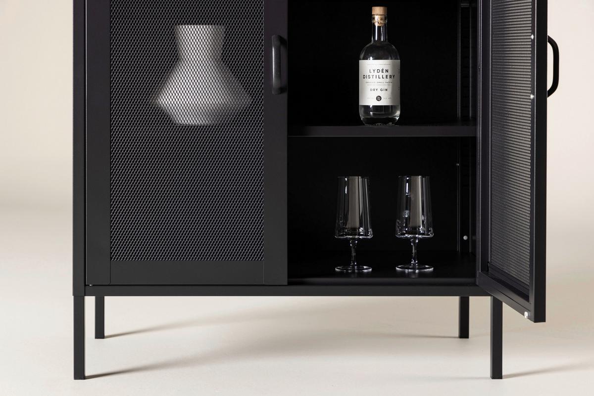 SIDEBOARD MISHA - Schwarz, Design, Metall (80/101.5/40cm) - Livetastic