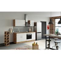 Küchenblock 'Sorrento' in Weiß - Chromfarben/Eichefarben, MODERN, Holzwerkstoff/Metall (210cm) - Held