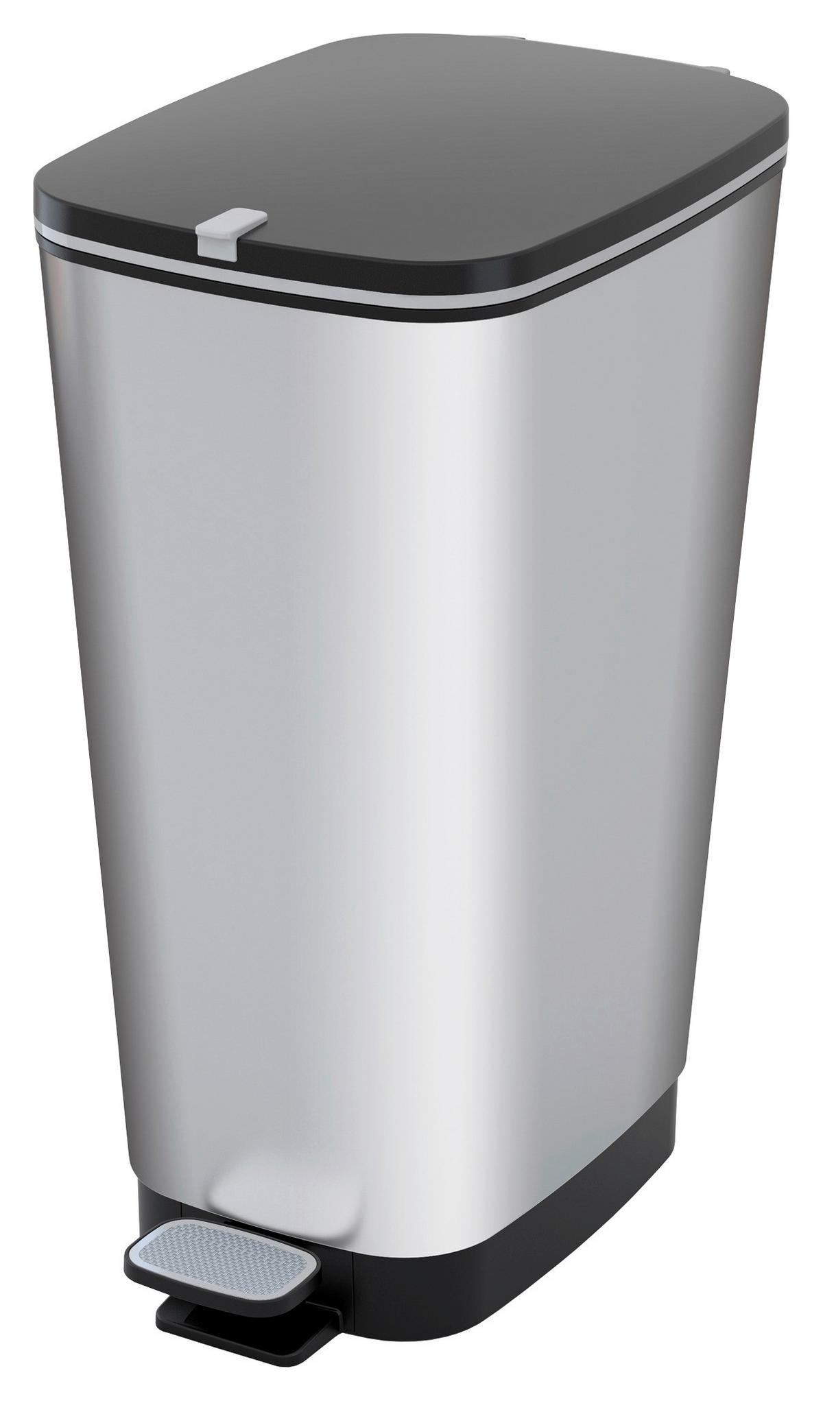 Pedálos Szemetes Chic - ezüstszínű, műanyag (29/44,5/60,5cm) - Curver