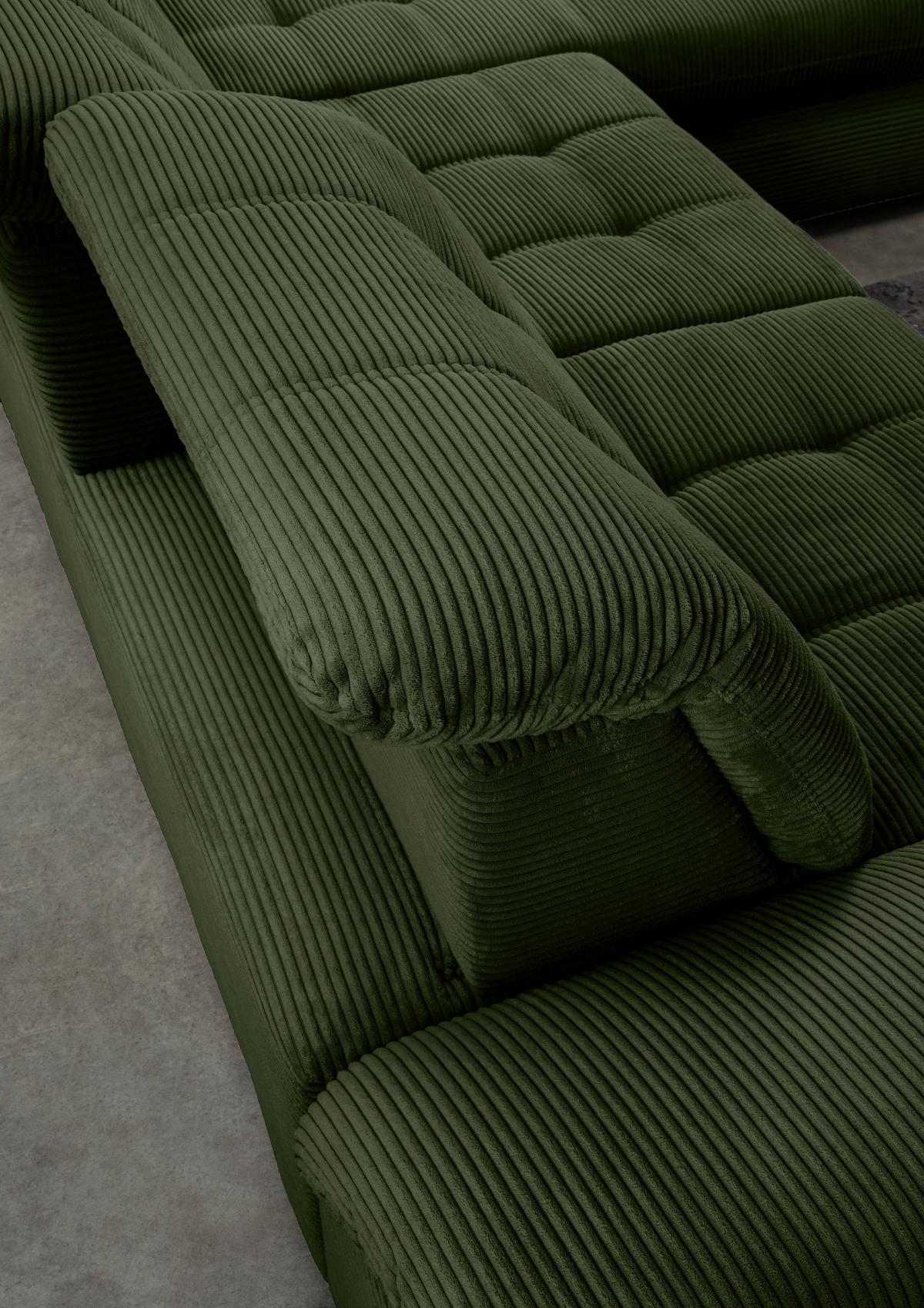Ecksofa mit Bettkasten Rigatti ca. 314x184 cm Dunkelgrün - Dunkelgrün/Schwarz, MODERN, Textil/Metall (314/184cm) - Livetastic