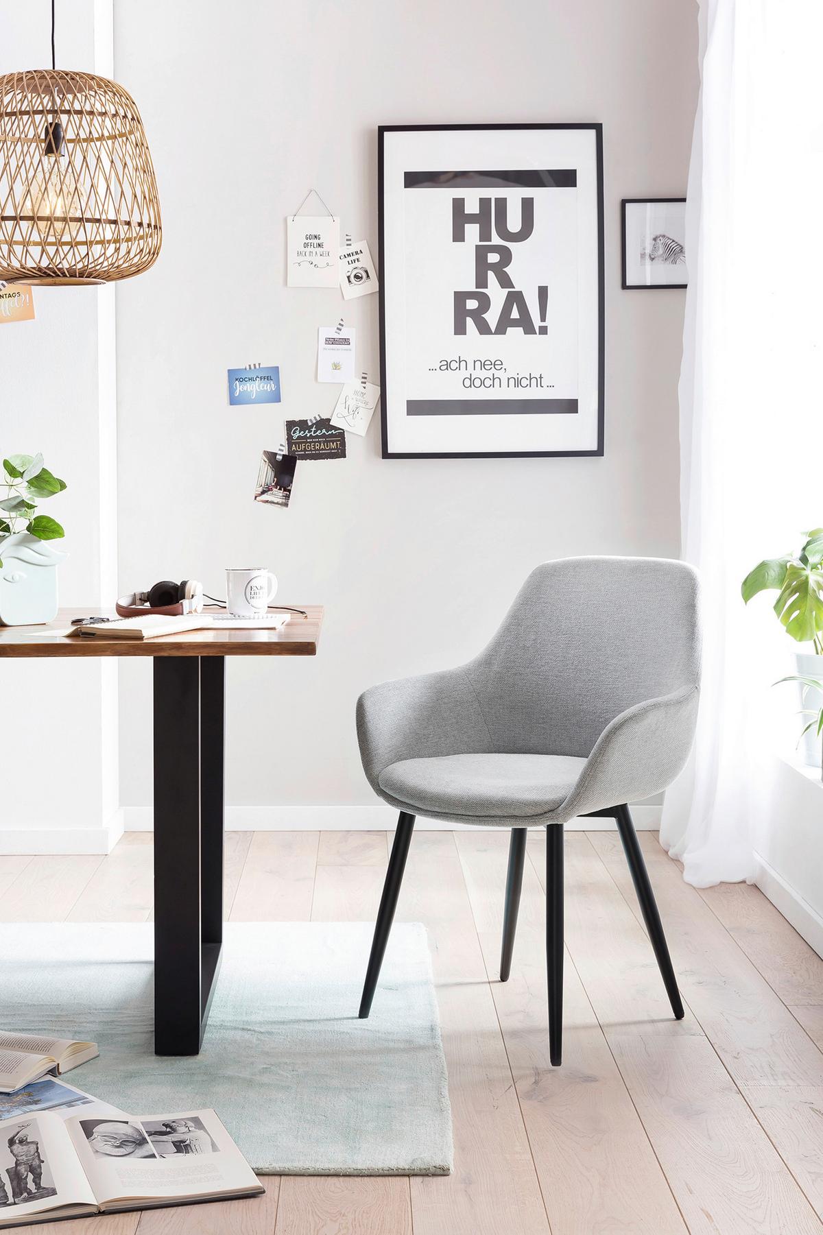 Set Naslanjačev Lena, Svetlo Siva, 2-Delni - črna/svetlo siva, Moderno, kovina/tekstil (64/86/59cm) - Livetastic