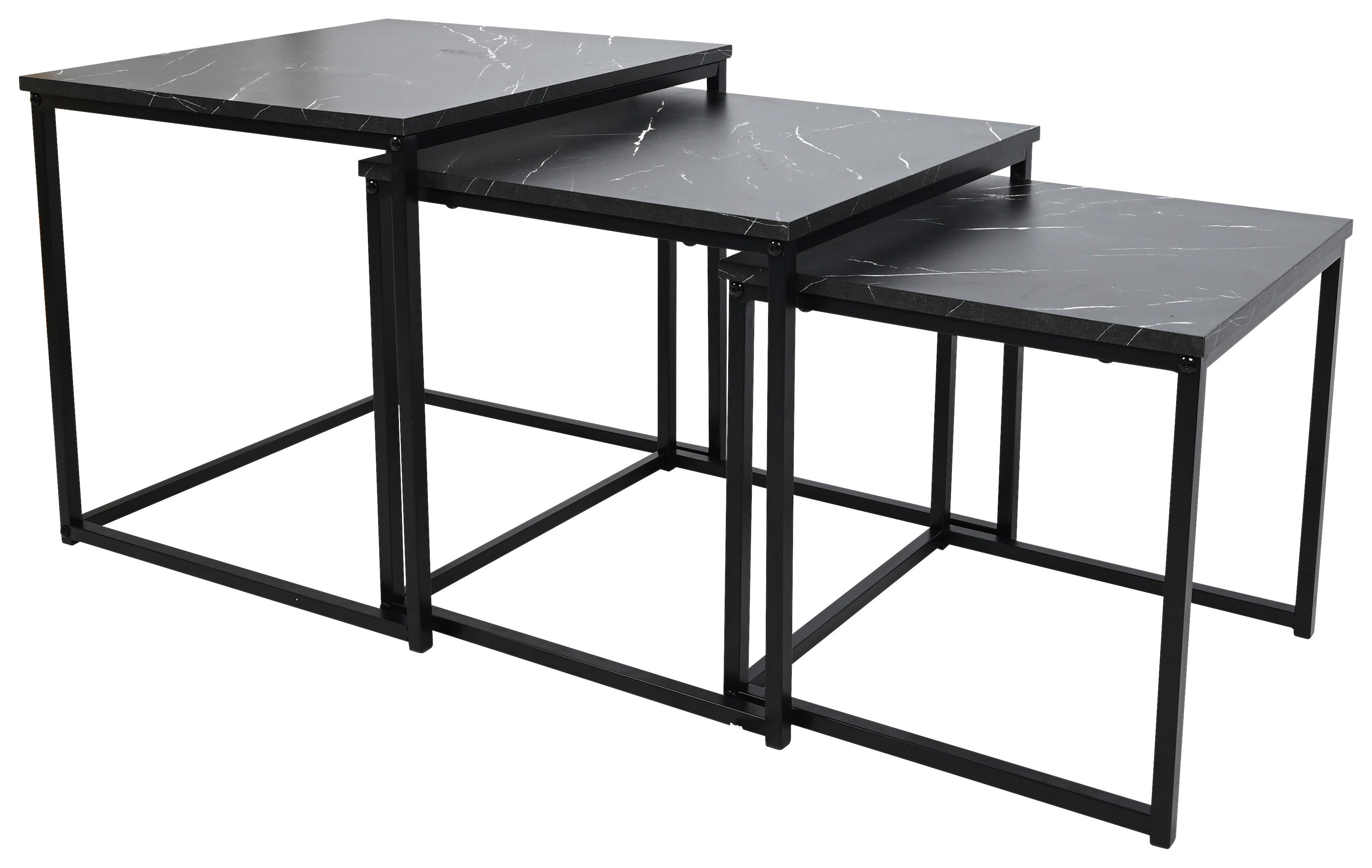 Set masute cafea 3/1 CARMEN - negru, Trend, metal/material pe bază de lemn (40-42/35-39/36cm) - Modern Living