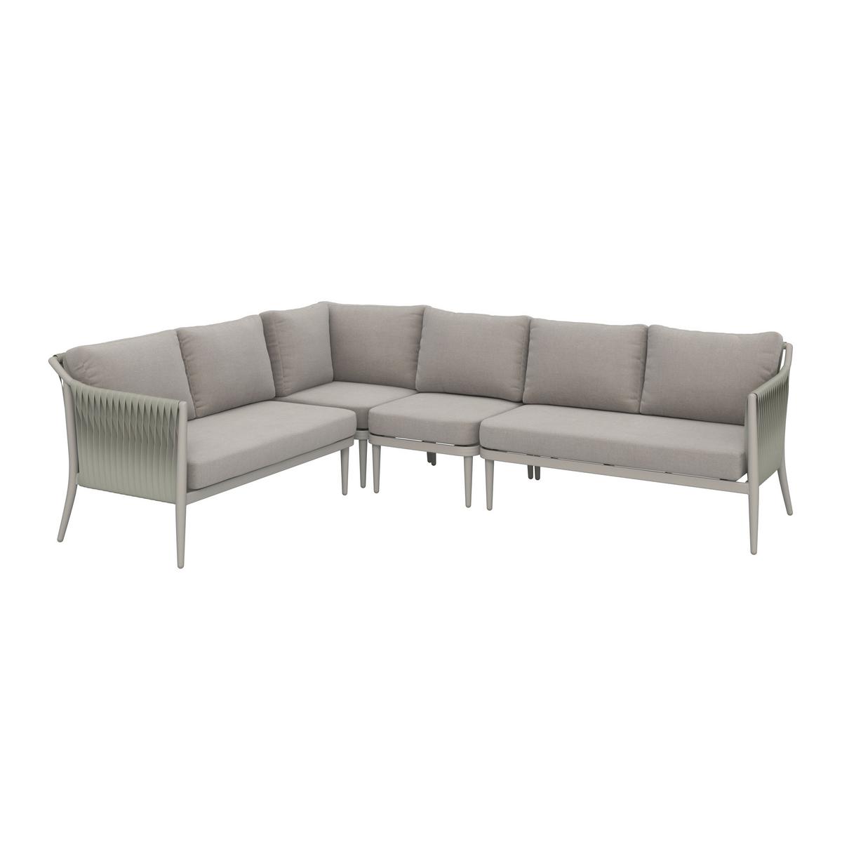 Loungegarnitur Alvina Outdoorstoff/Metall +Abdeckung - Creme, MODERN, Kunststoff/Textil (259/74/199cm) - Bessagi Garden