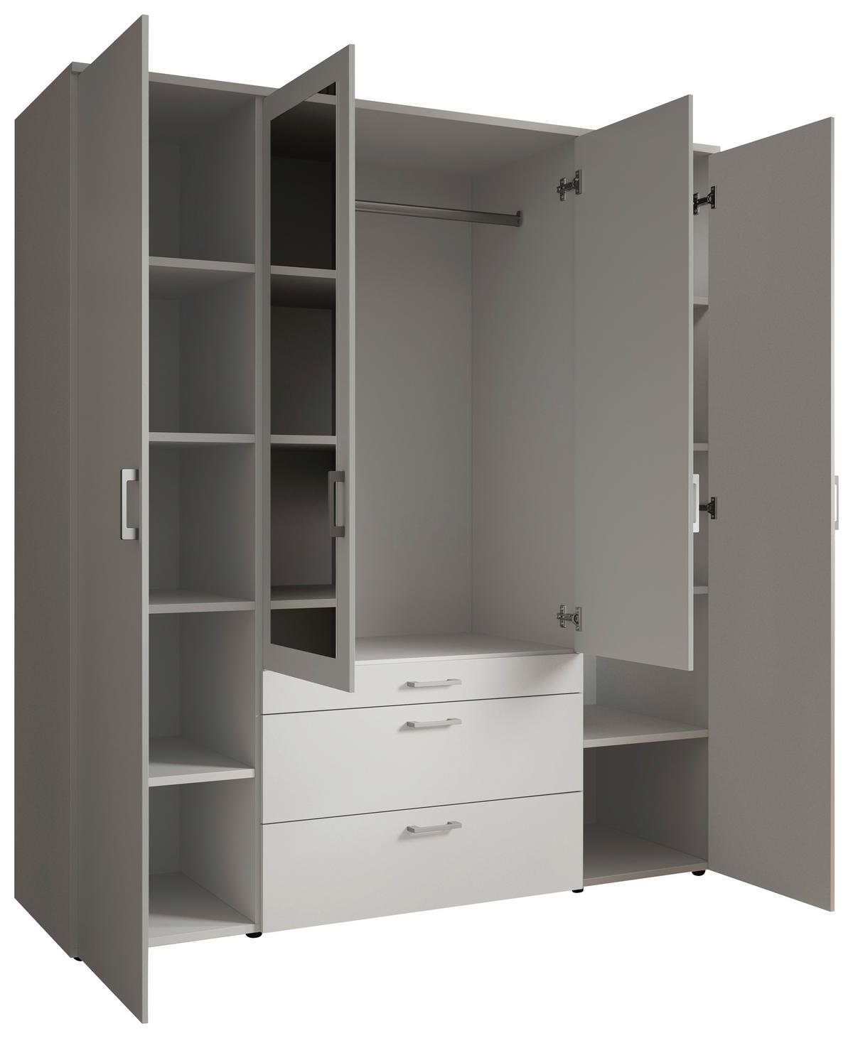 SZAFA UCHYLNA VESALA - biały/kolor aluminiowy, Modern, materiał drewnopochodny/tworzywo sztuczne (180/195/56cm) - P & B