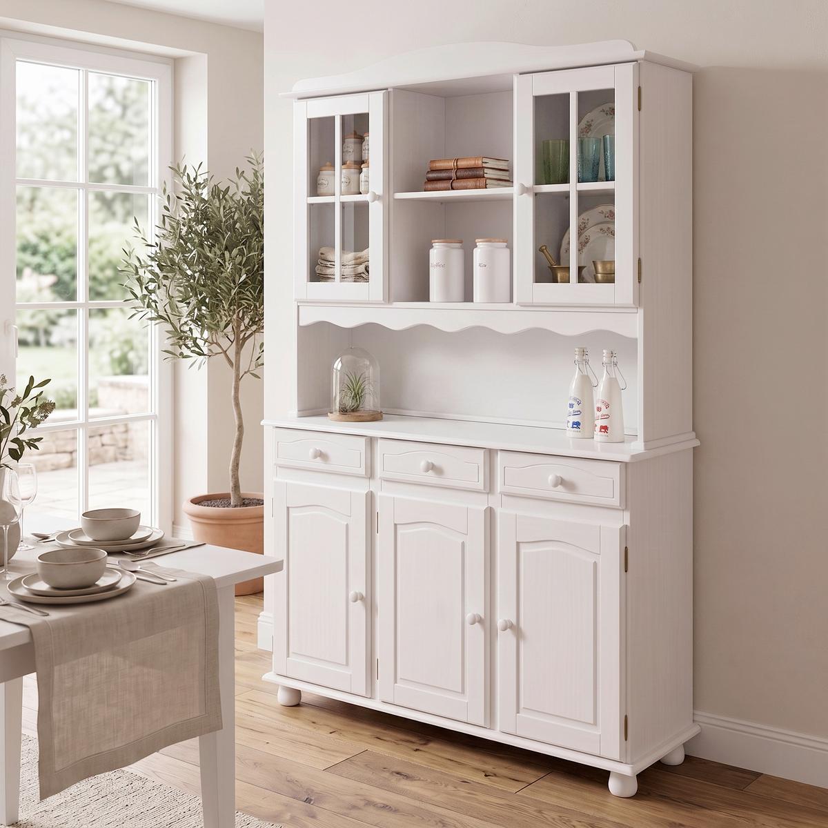Kredenca Siena, Bela, Masiven Bor - bela, Trendi, les (130/198/43cm) - P & B
