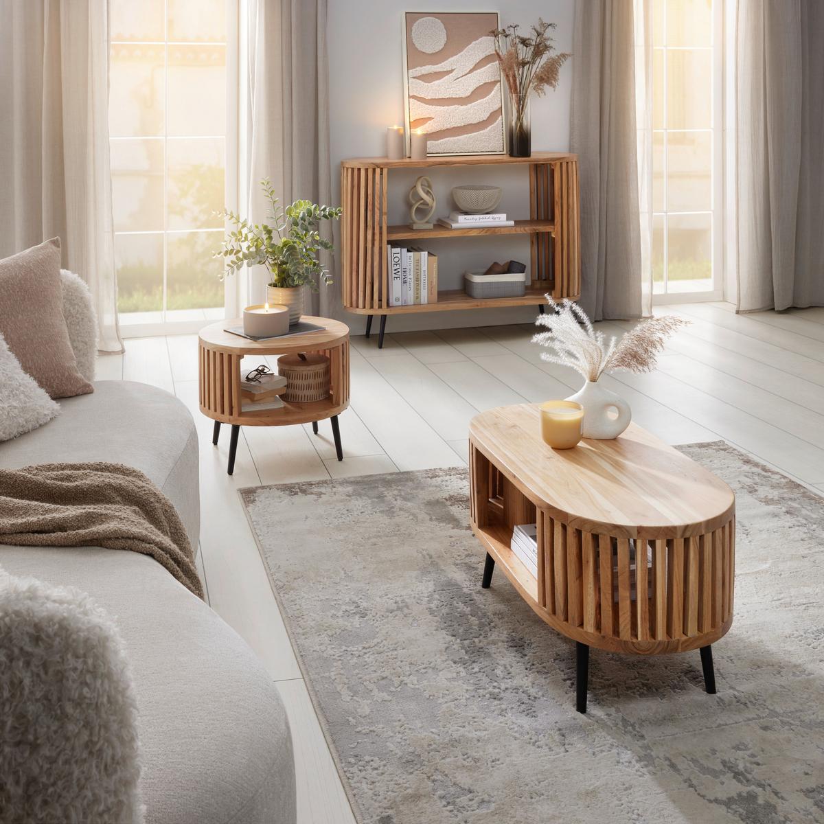 Couchtisch Maddi Naturfarben/Schwarz - Schwarz/Naturfarben, Lifestyle, Holz/Metall (80/40/40cm) - Mömax