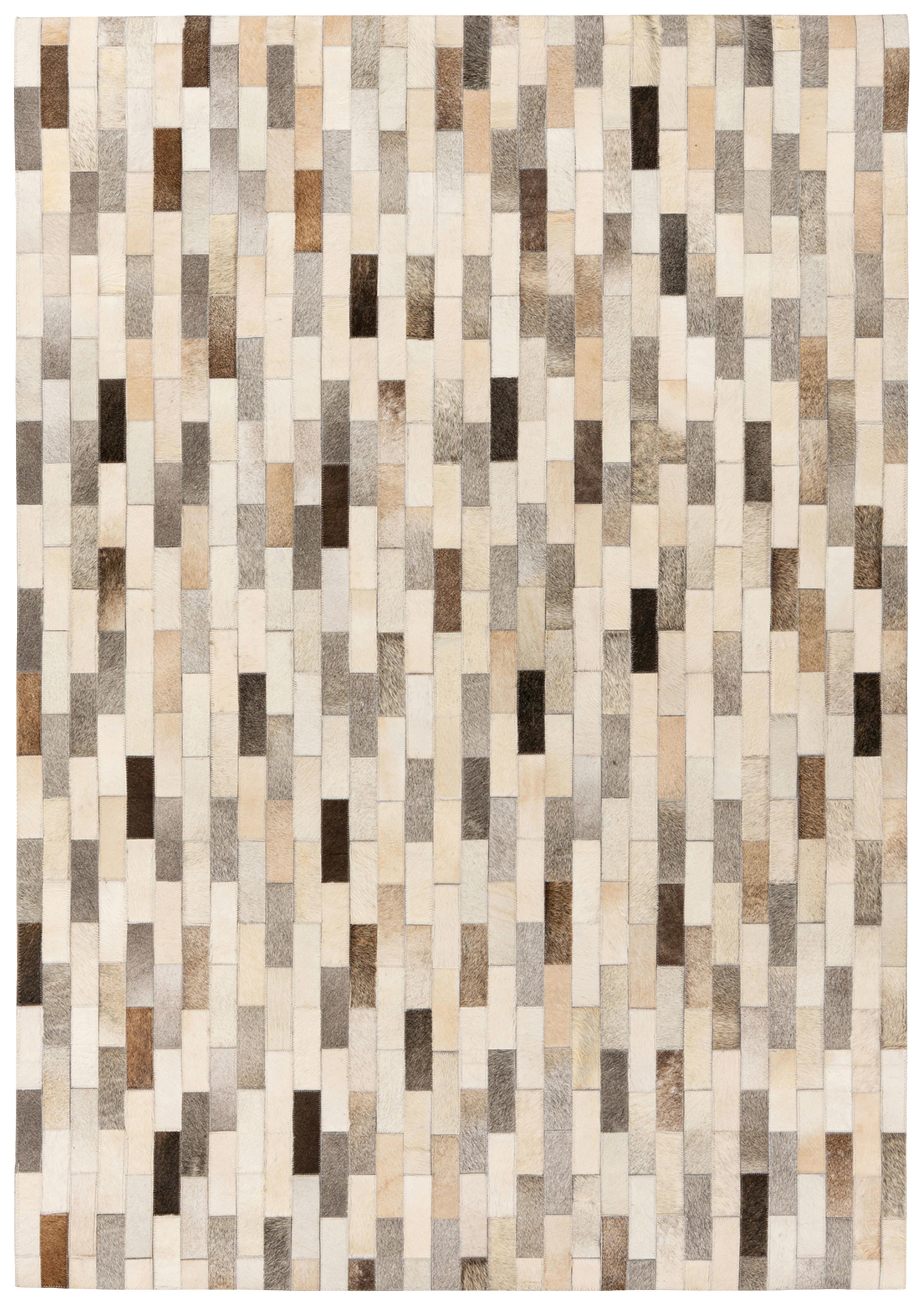 LEDERTEPPICH RAVI 100 - Grau, Konventionell, Leder (120/170cm) - Kayoom