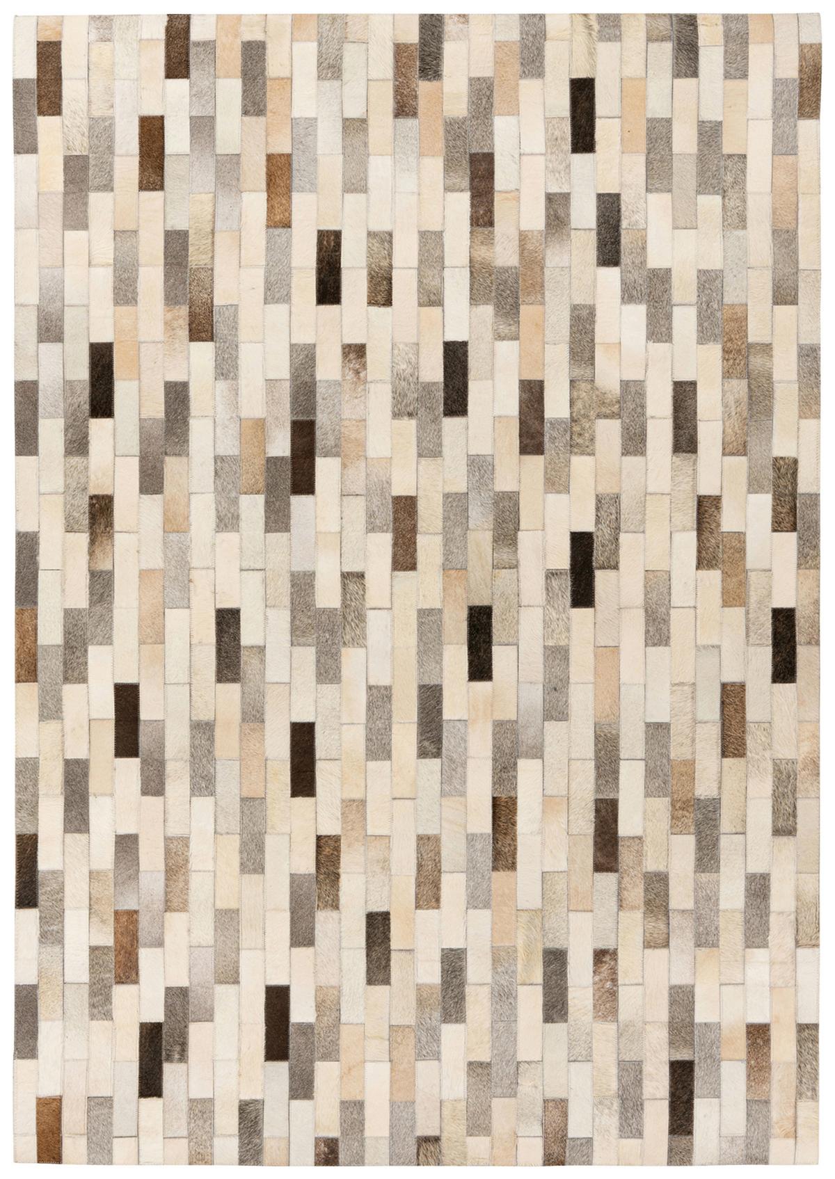 LEDERTEPPICH RAVI 100 - Grau, Konventionell, Leder (120/170cm) - Kayoom