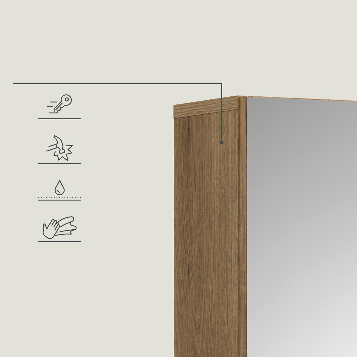 Spiegelschrank Aqua Eichefarben - Eichefarben, Trend, Glas/Holzwerkstoff (60/74/18cm) - MID.YOU