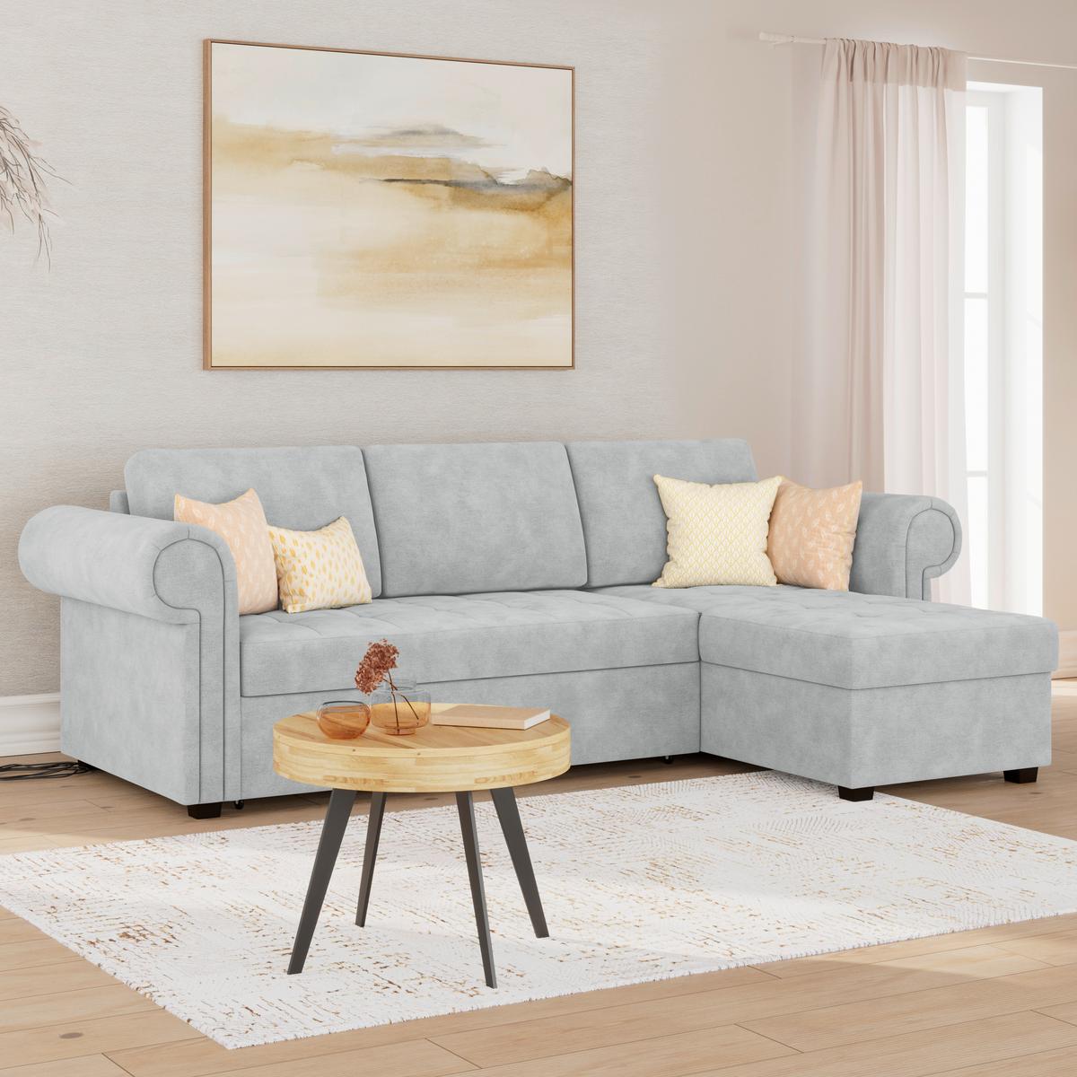 Kutna Garnitura Oslo - svijetlo siva, Romantično / ladanjski, tekstil (260/85/155cm) - James Wood