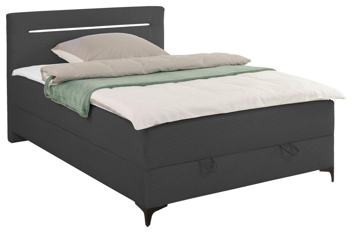 Boxbett Jerry Dunkelgrau ca. 100x200cm - Dunkelgrau/Schwarz, KONVENTIONELL, Textil (100/200cm) - Mömax