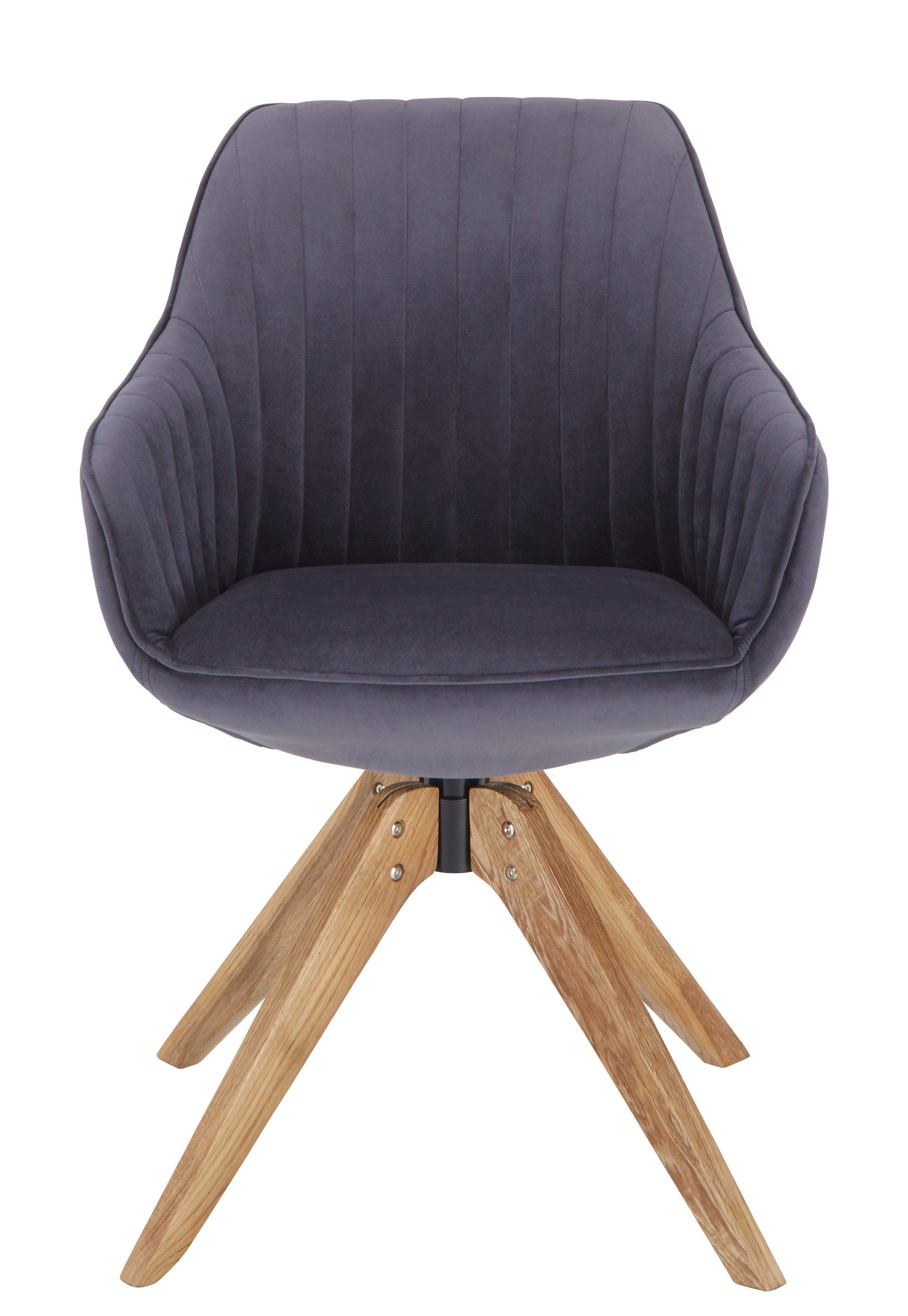 Armlehnstuhl Chill in Grau/Eiche - Eichefarben/Grau, Holz/Textil (60/83/65cm) - Premium Living