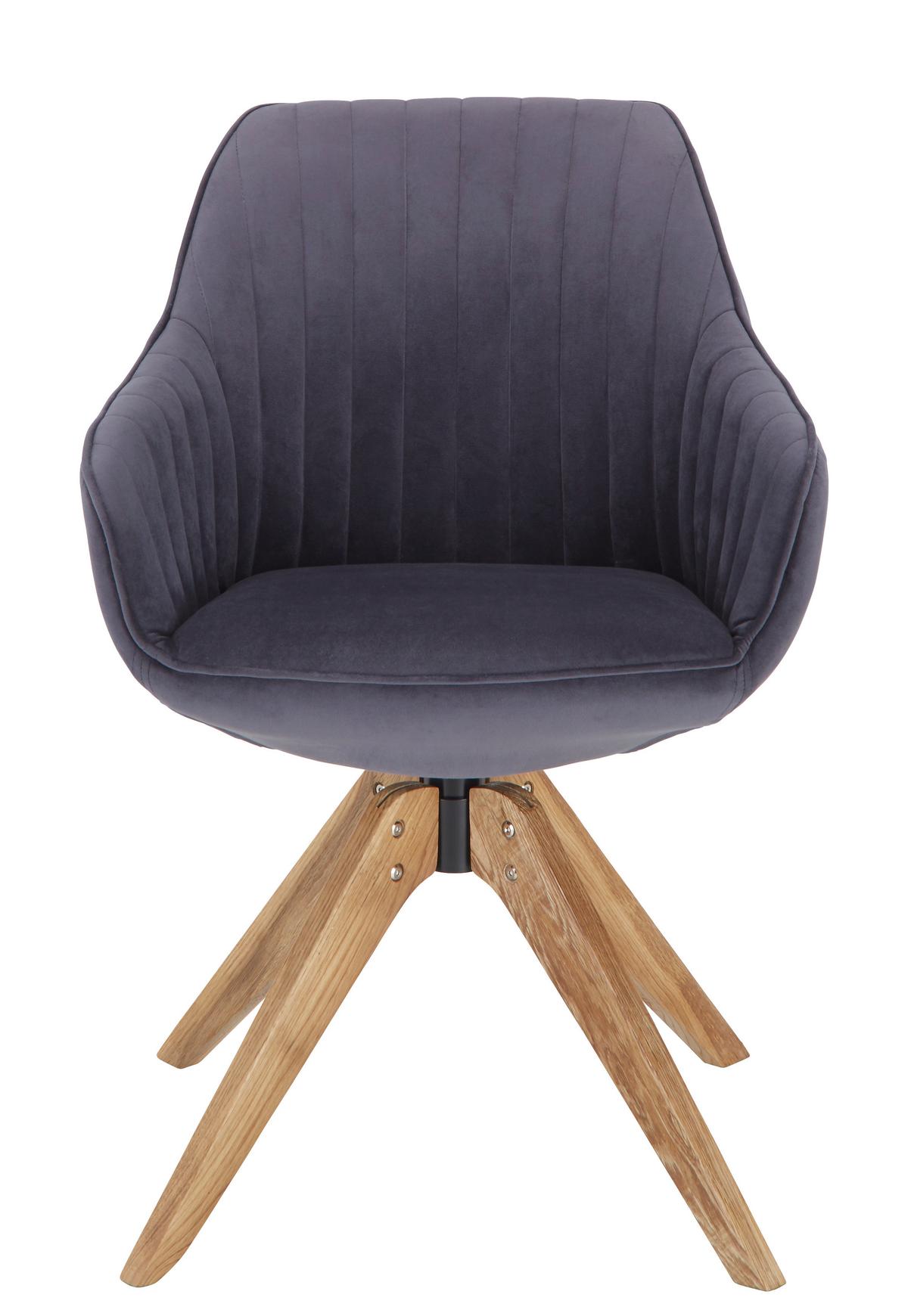 Armlehnstuhl Chill in Grau/Eiche - Eichefarben/Grau, Holz/Textil (60/83/65cm) - Premium Living