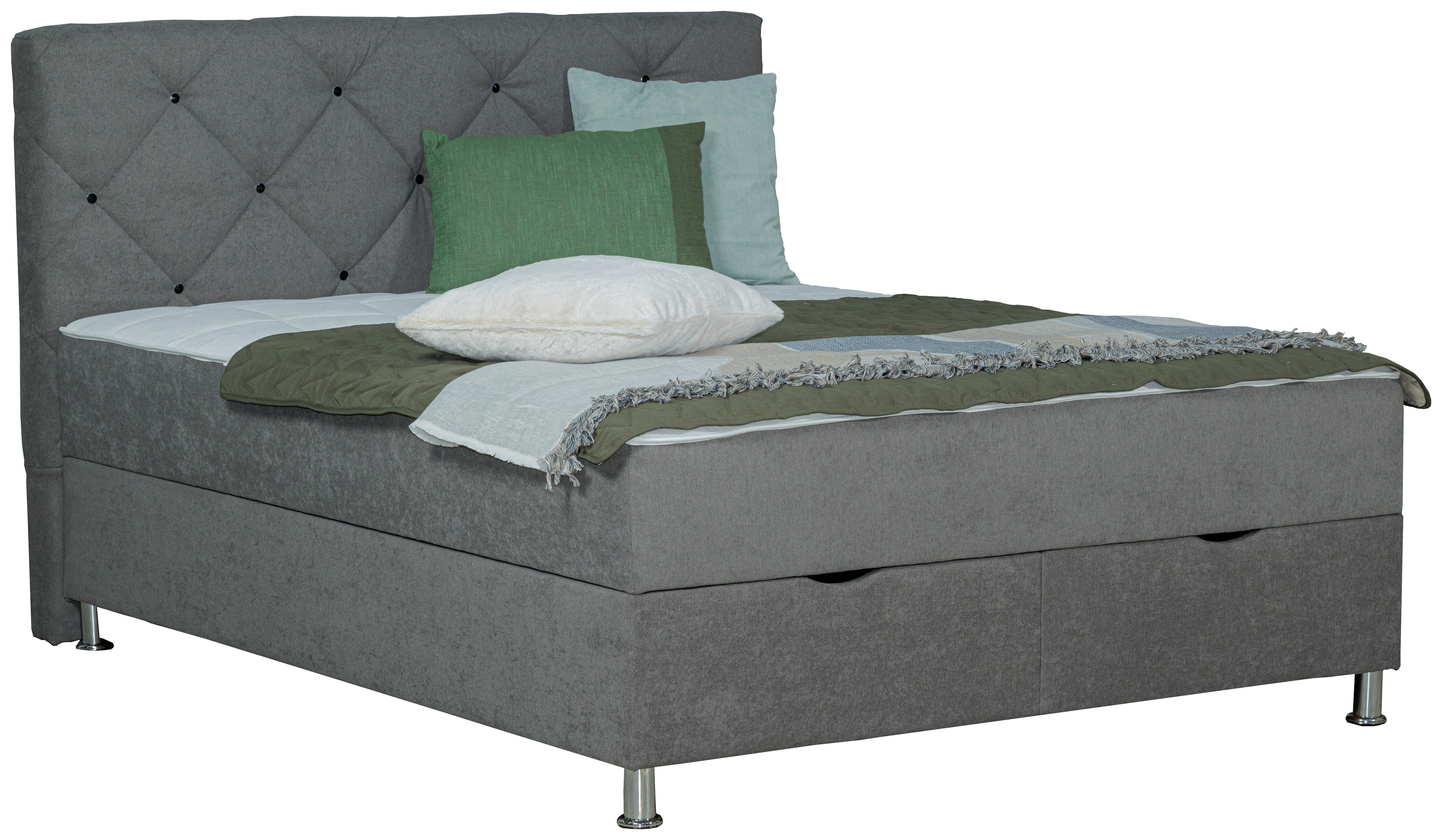 Postelja Z Vzmetnico Black Diamant, 180x200, Siva - barve kroma/siva, Design, umetna masa/tekstil (180/200cm) - Modern Living