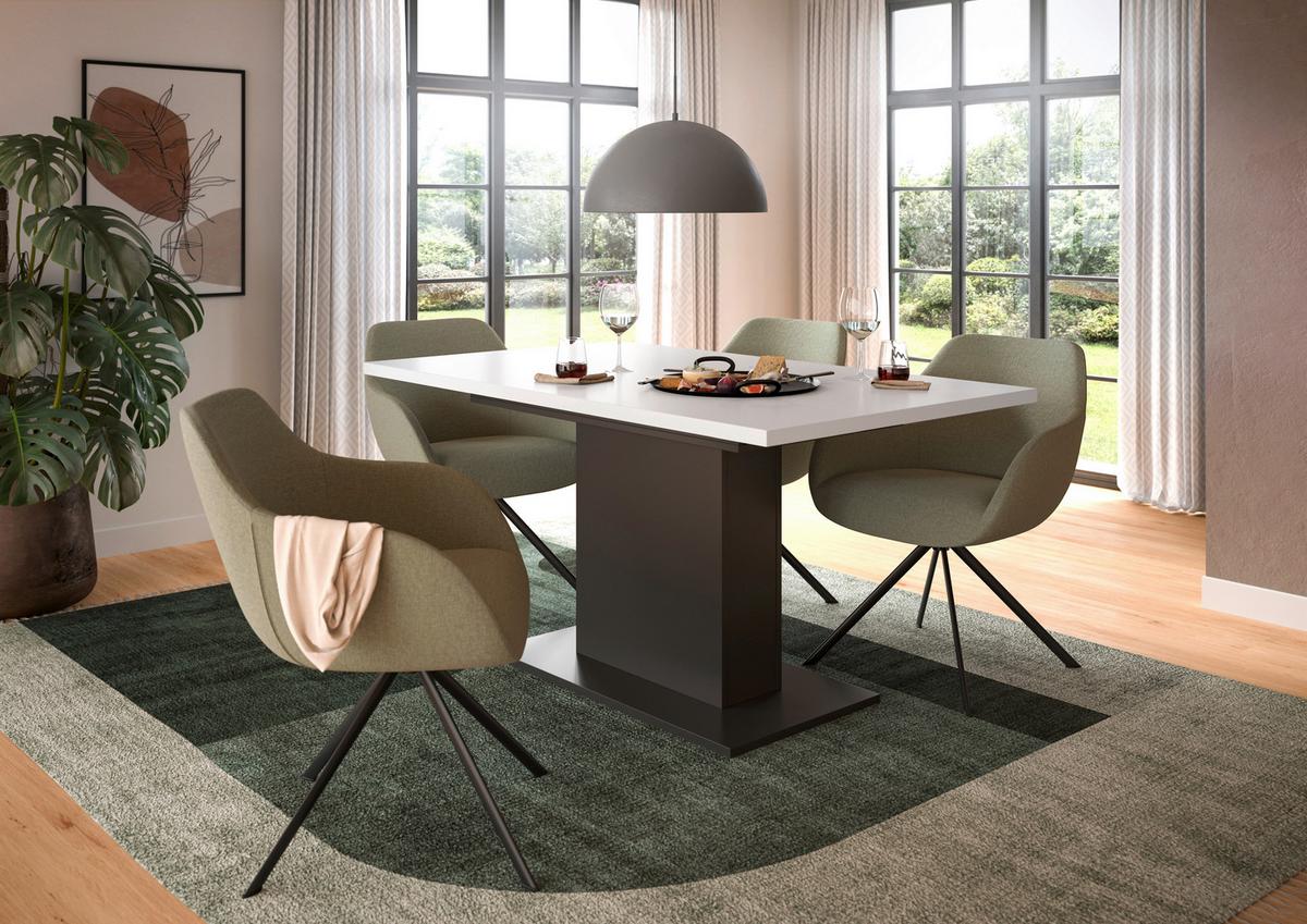 Ausziehtisch Marlon Weiß/Grau ca. 150-190x90x76 cm - Weiß/Grau, KONVENTIONELL, Holzwerkstoff (150-190/76/90cm)