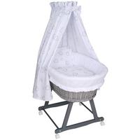 ŁÓŻECZKO NA KÓŁKACH - ZESTAW SWEETHEART -TOP- - biały/szary, Basics, drewno/tkanina (91/60/73cm) - My Baby Lou