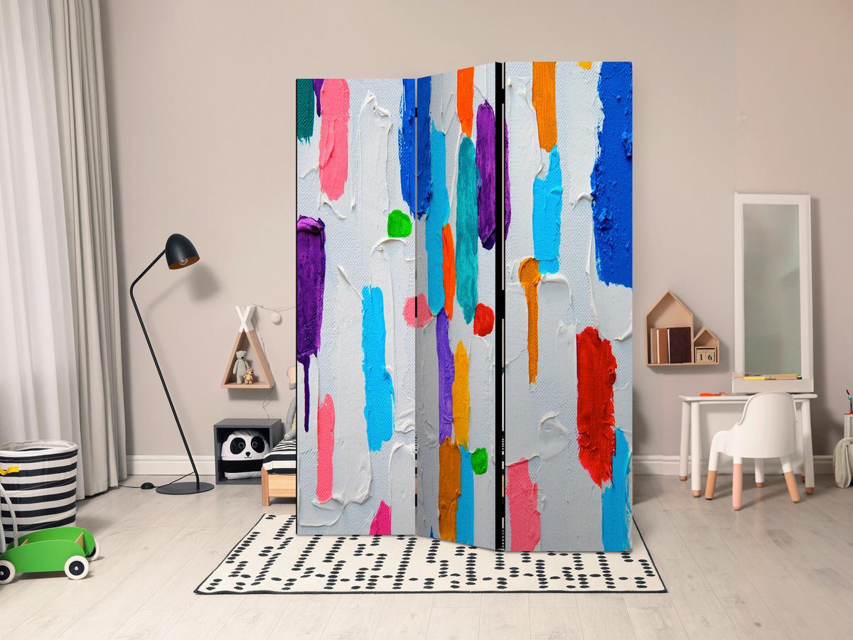 Paravan Color Matching, 3-Delni, Dvostranski - večbarvno, Basics, tekstil/les (135/172/3cm) - artgeist