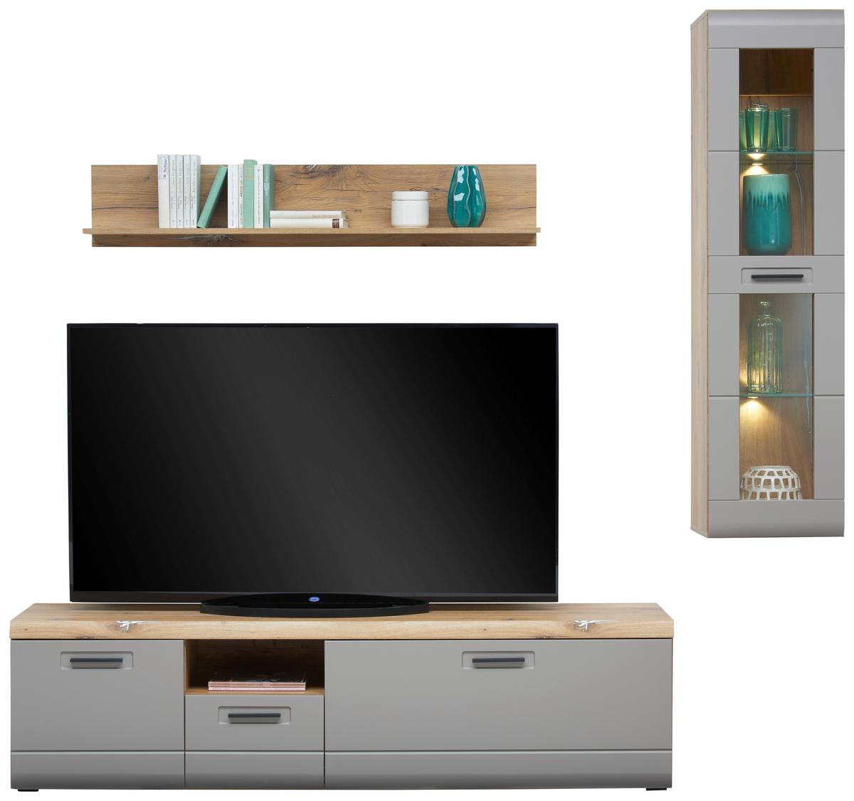 Viseća Vitrina Auris - siva, Moderno, staklo/drvni materijal (40,3/153,4/37,1cm) - Modern Living