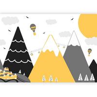 Fototapeta Adventure In The Mountains, 100x70cm - rumena/siva, Basics, tekstil (100/70cm) - artgeist