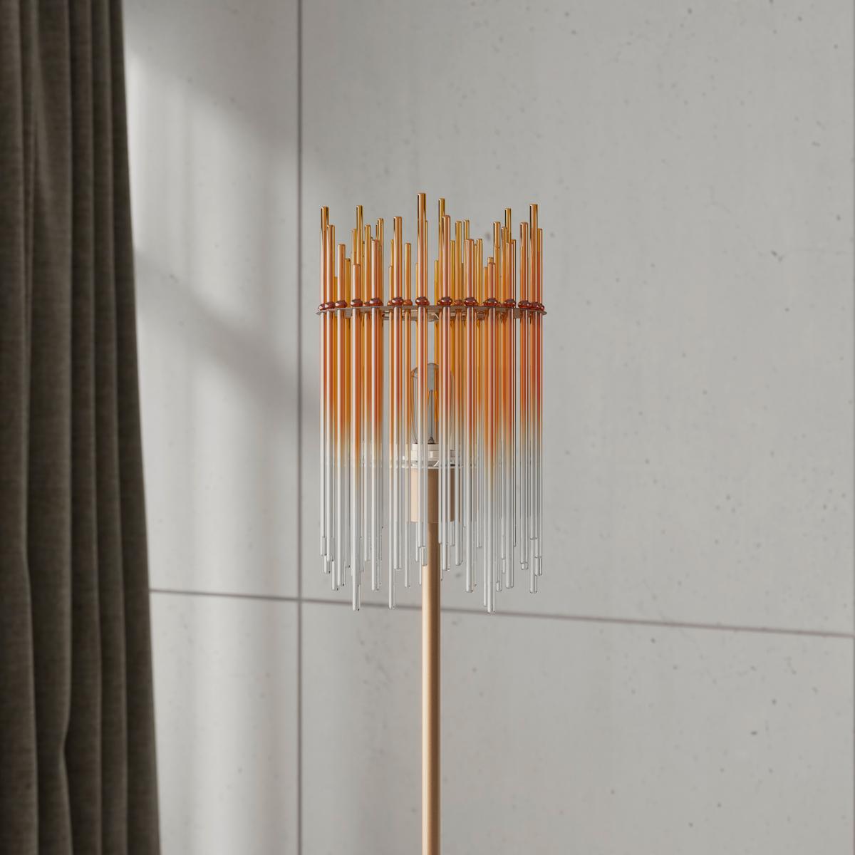 Stehleuchte Stab Bernsteinfarben max. 40 Watt - Champagner/Transparent, MODERN, Glas/Kunststoff (25l)