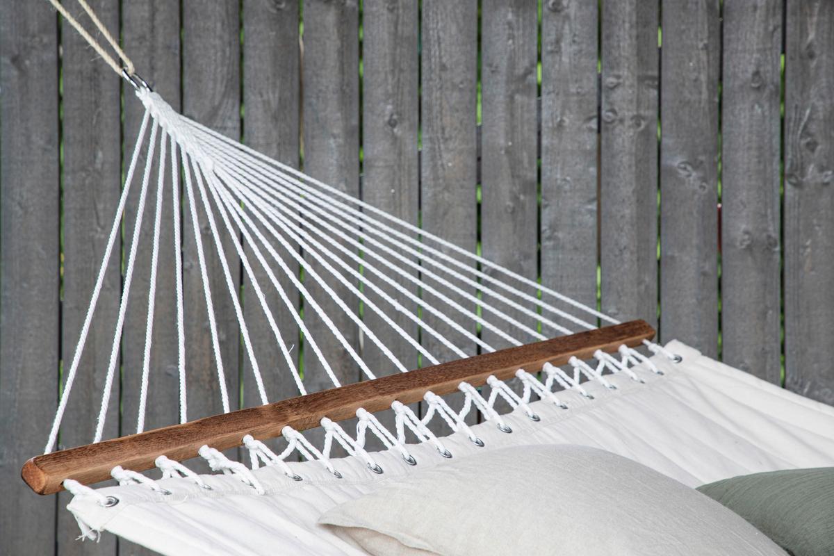 Hängematte Hedvig ca. 140x200 cm Weiß - Weiß, KONVENTIONELL, Kunststoff (140/1/200cm) - Gardenson