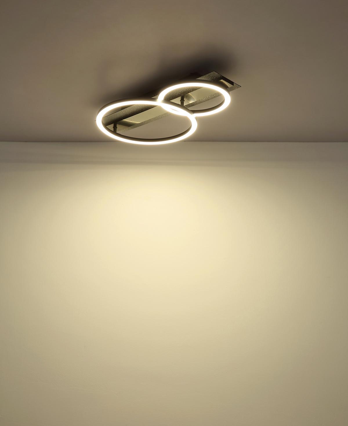 Led Stropna Svjetiljka Norberto - bijela/srebrne boje, Design, metal/plastika (48,2/30/8,8cm) - Globo