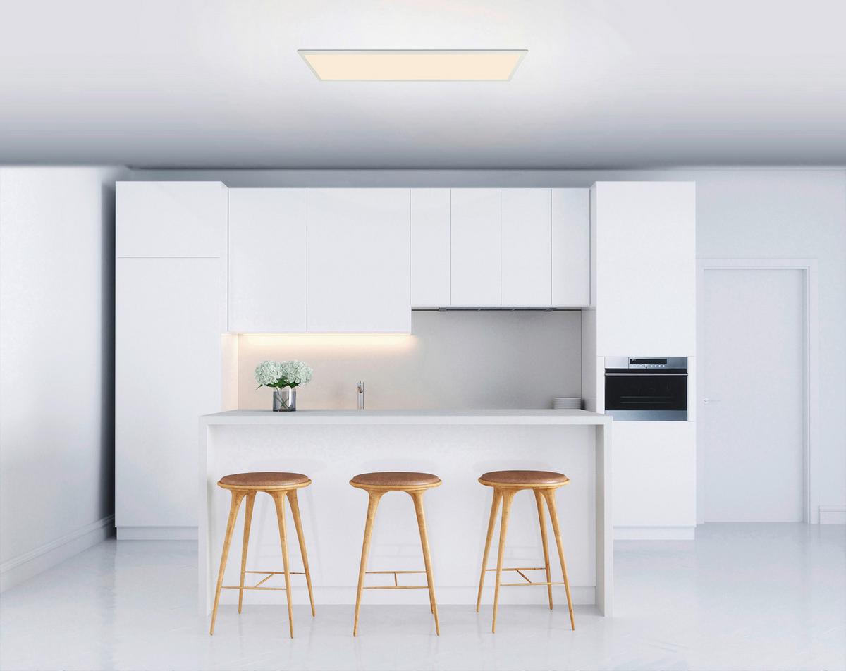 LAMPA SUFITOWA LED GRALLA - biały/opal, Design, tworzywo sztuczne/metal (120/30/5,3cm) - Novel