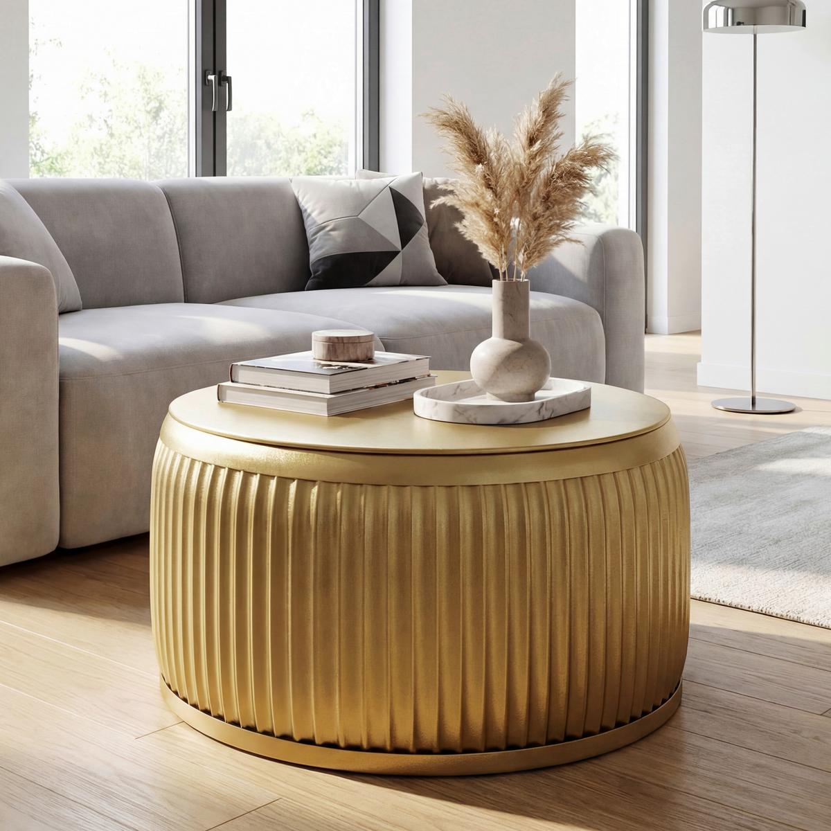 Couchtisch Wl7.483 - Goldfarben, Design, Metall (60/60/32cm) - Livetastic