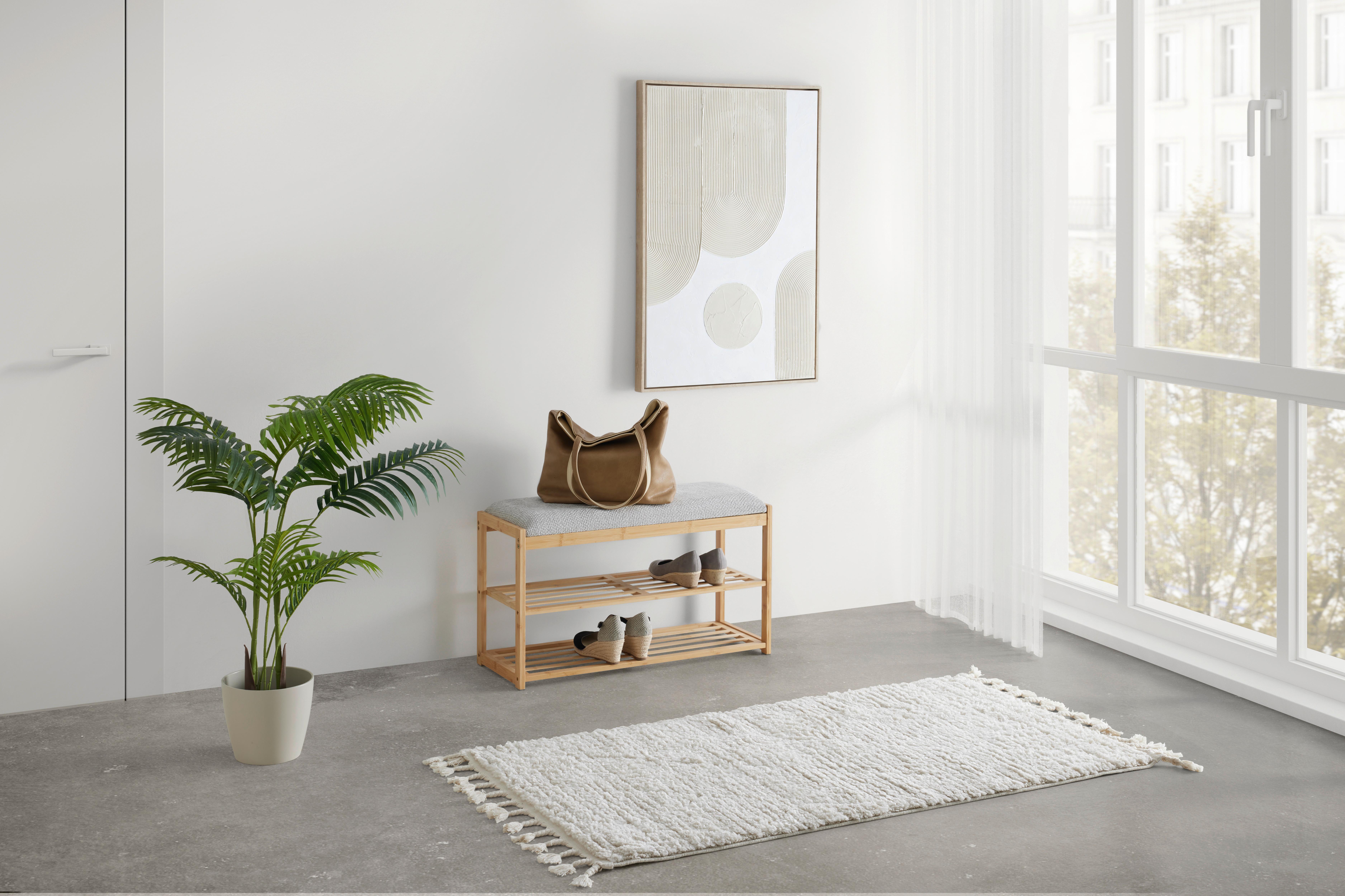 HALLBÄNK BRADLEY -EXKLUSIV- - grå/naturfärgad, Modern, trä/textil (80/45/30cm) - Mömax