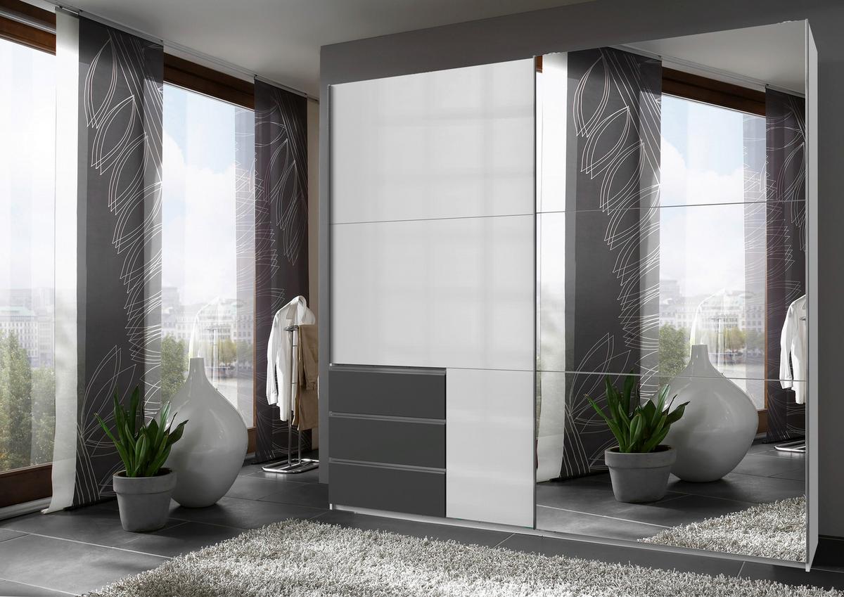 Ormar S Kliznim Vratima Level 36 D - boje grafita/bijela visoki sjaj, Moderno, drvni materijal/metal (250/236/65cm) - Modern Living