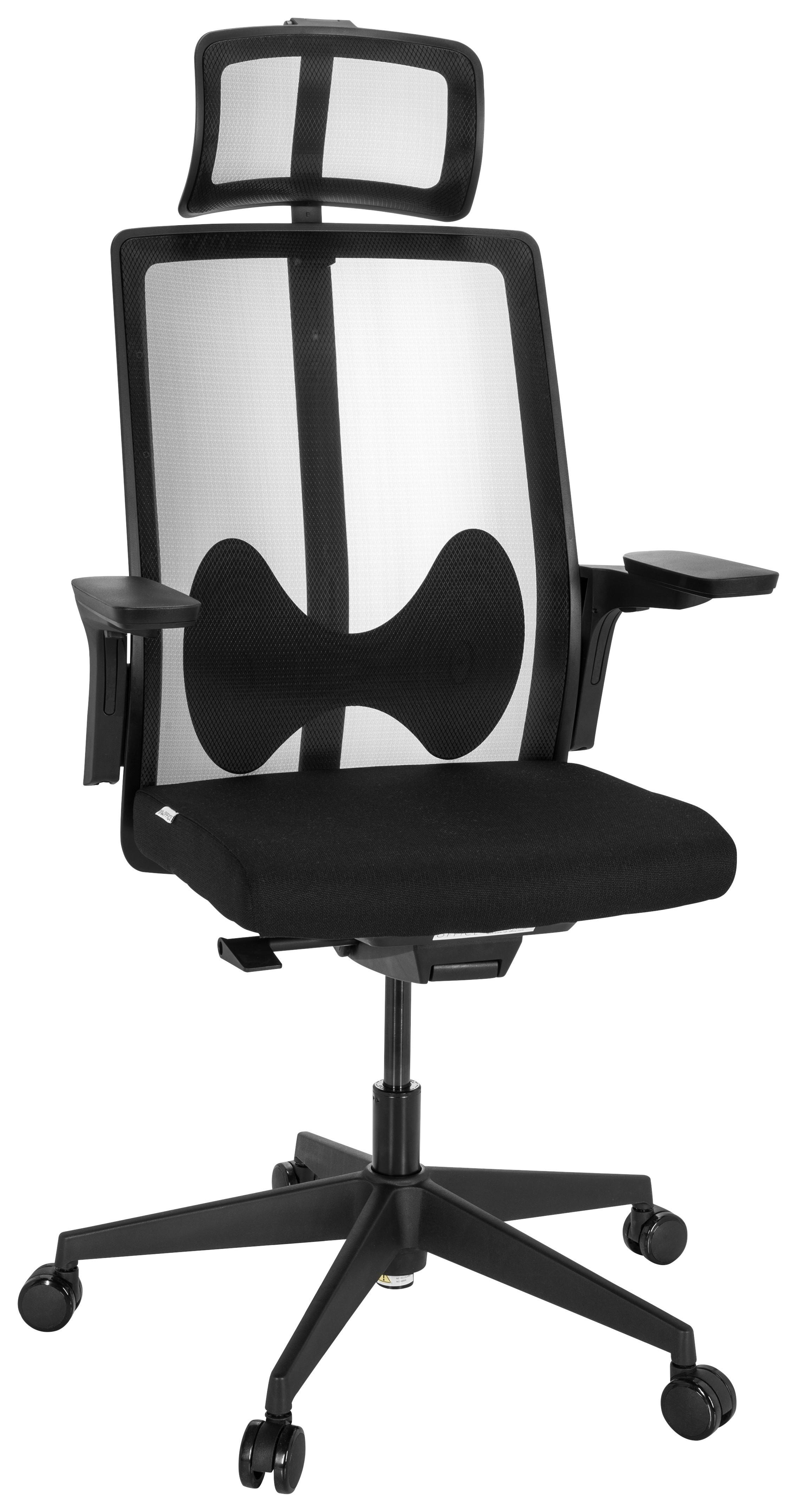Pisarniški Stol Arceo B, Črna - črna, Basics, umetna masa/tekstil (66/123-139/66cm) - MID.YOU