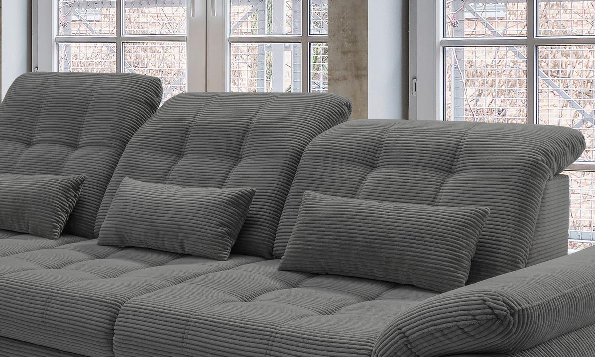 Ecksofa mit Bettkasten Rigatti ca. 184x314 cm Grau - Schwarz/Grau, MODERN, Textil/Metall (184/314cm) - Livetastic