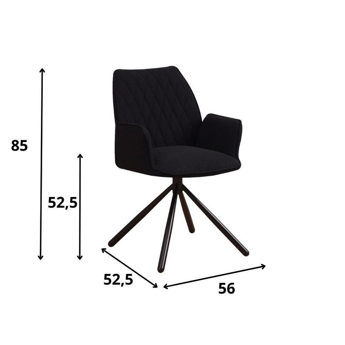 Armlehnstuhl-Set Reims ca. 56x97 cm 2er Set Schwarz - Schwarz, Design, Textil/Metall (56/97/52,5cm) - MID.YOU