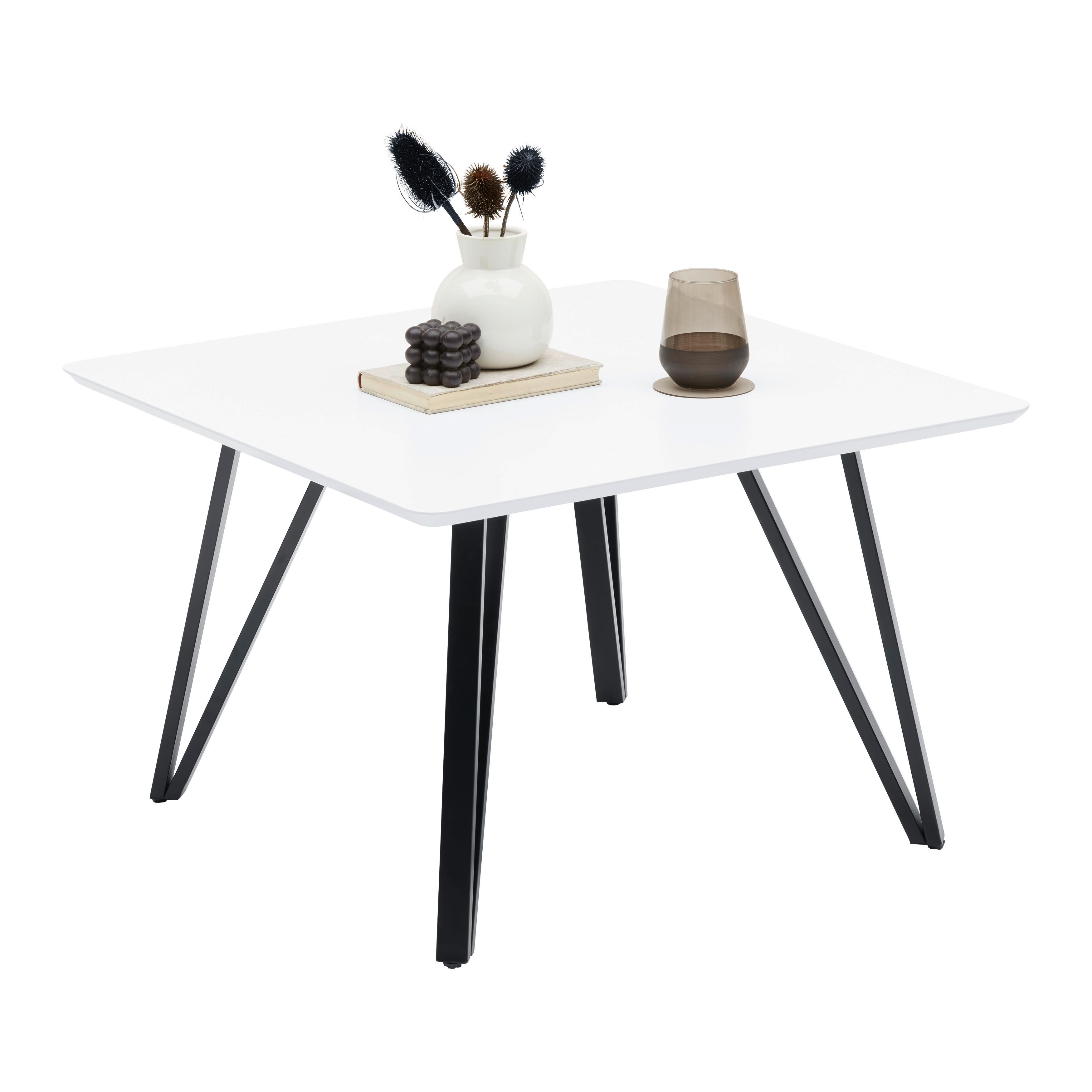 Dohányzóasztal Napoli - fekete/fehér, Modern, faalapú anyag/fém (70/45/70cm) - Based