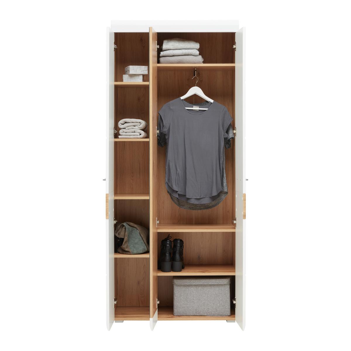 Garderobenschrank in Weiß/Eichefarben - Eichefarben/Weiß, KONVENTIONELL, Holzwerkstoff (84/200/40cm) - Mömax