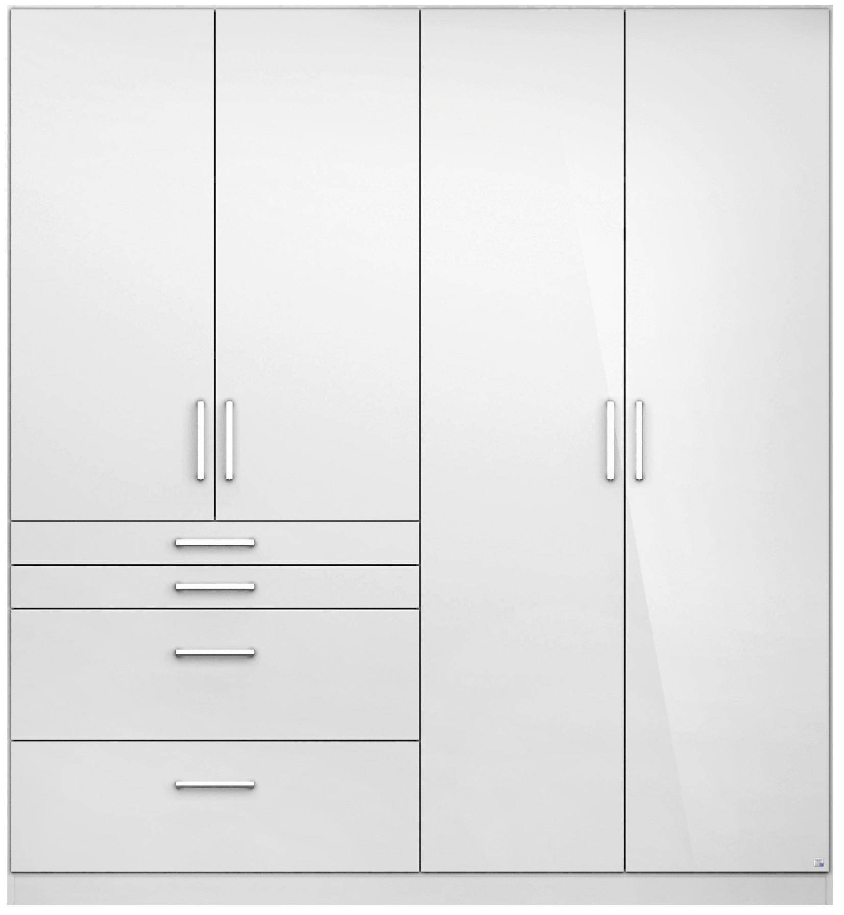 Drehtürenschrank in Weiss Hochglanz - Weiss/Alufarben, Modern, Holzwerkstoff/Kunststoff (181/197/54cm) - Mömax