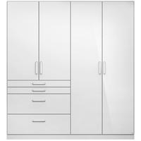 Drehtürenschrank in Weiss Hochglanz - Weiss/Alufarben, Modern, Holzwerkstoff/Kunststoff (181/197/54cm) - Mömax