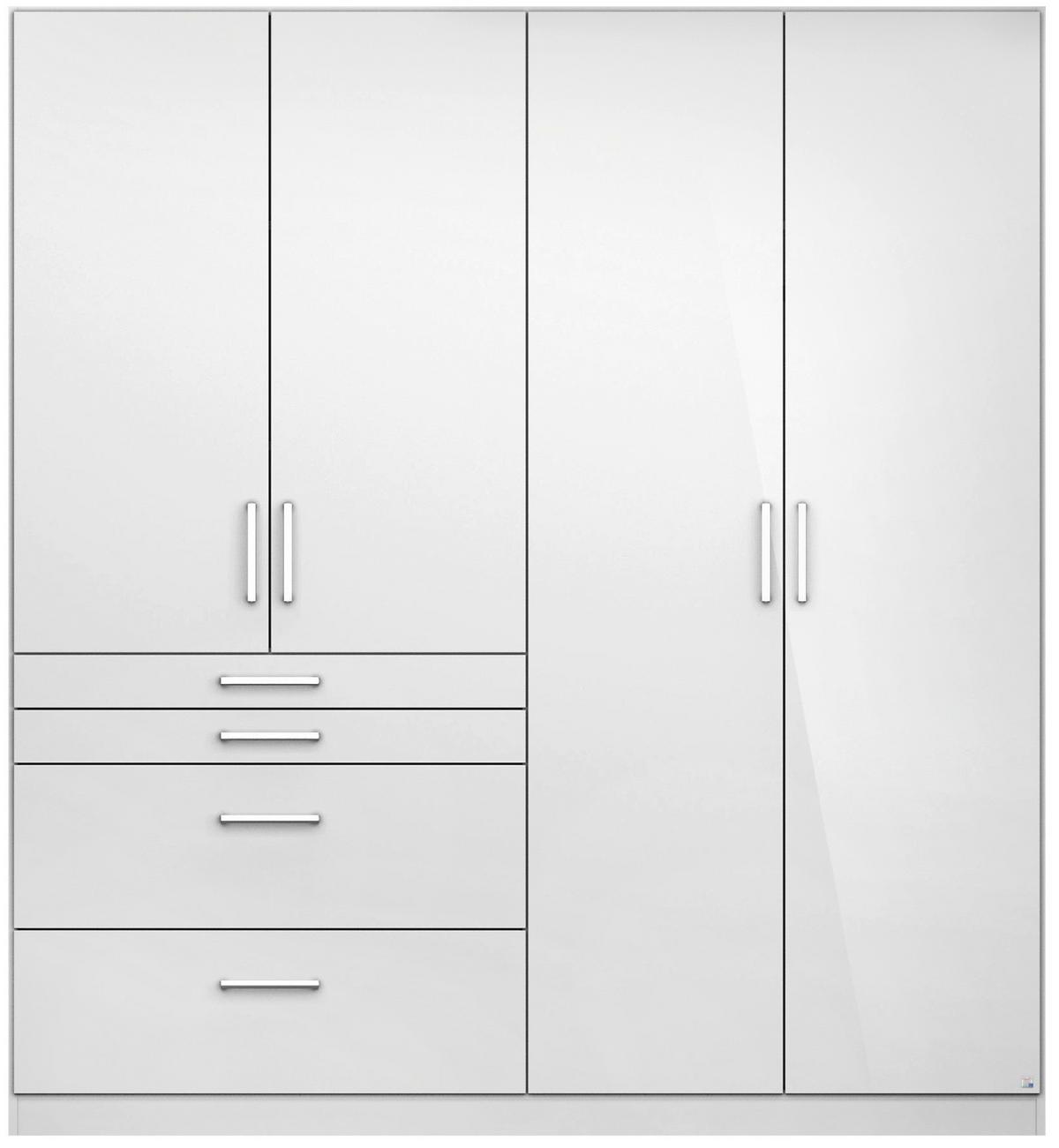 Drehtürenschrank in Weiss Hochglanz - Weiss/Alufarben, Modern, Holzwerkstoff/Kunststoff (181/197/54cm) - Mömax