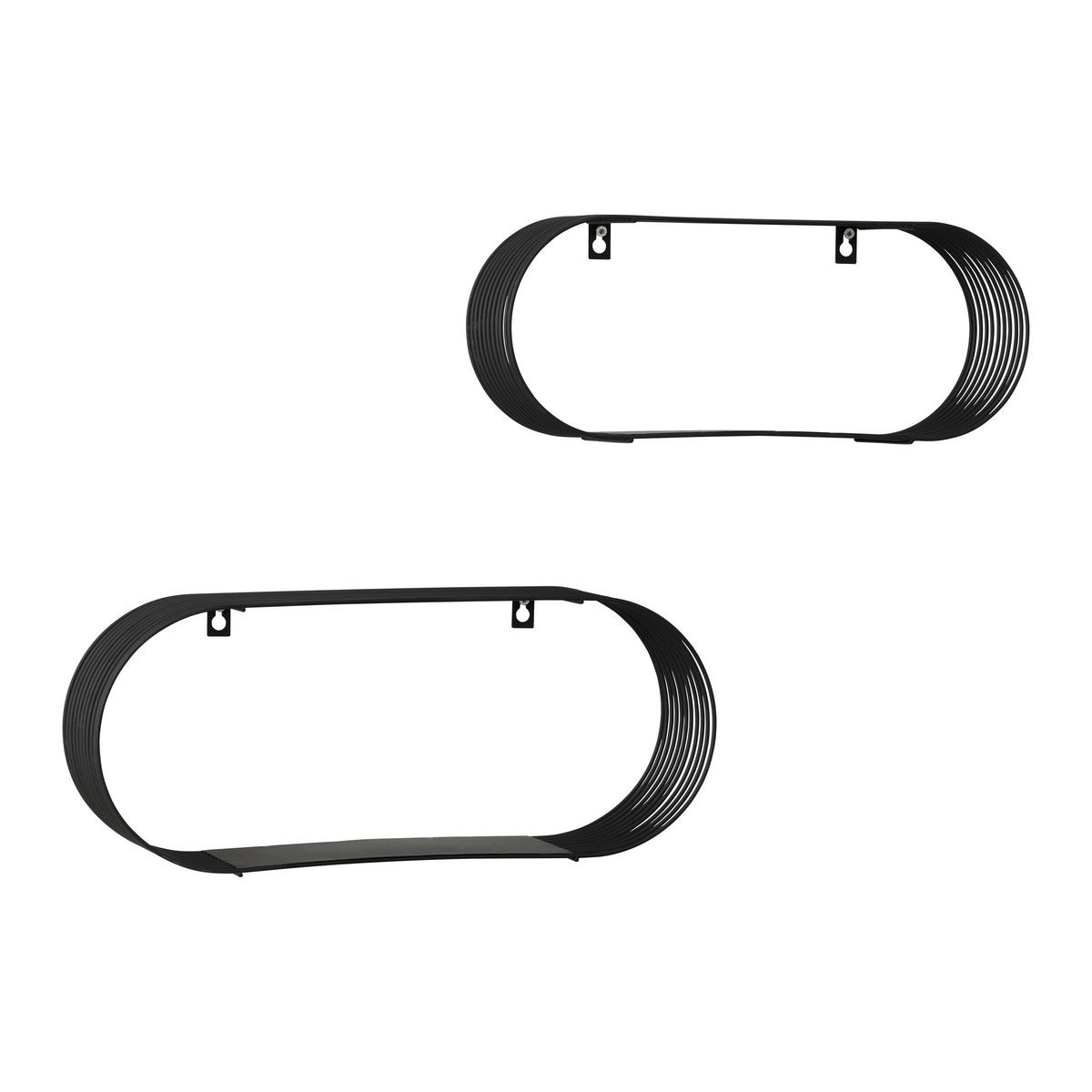Set Zidnih Polica Jessica - crna, Moderno, metal (43/18/10cm) - Modern Living
