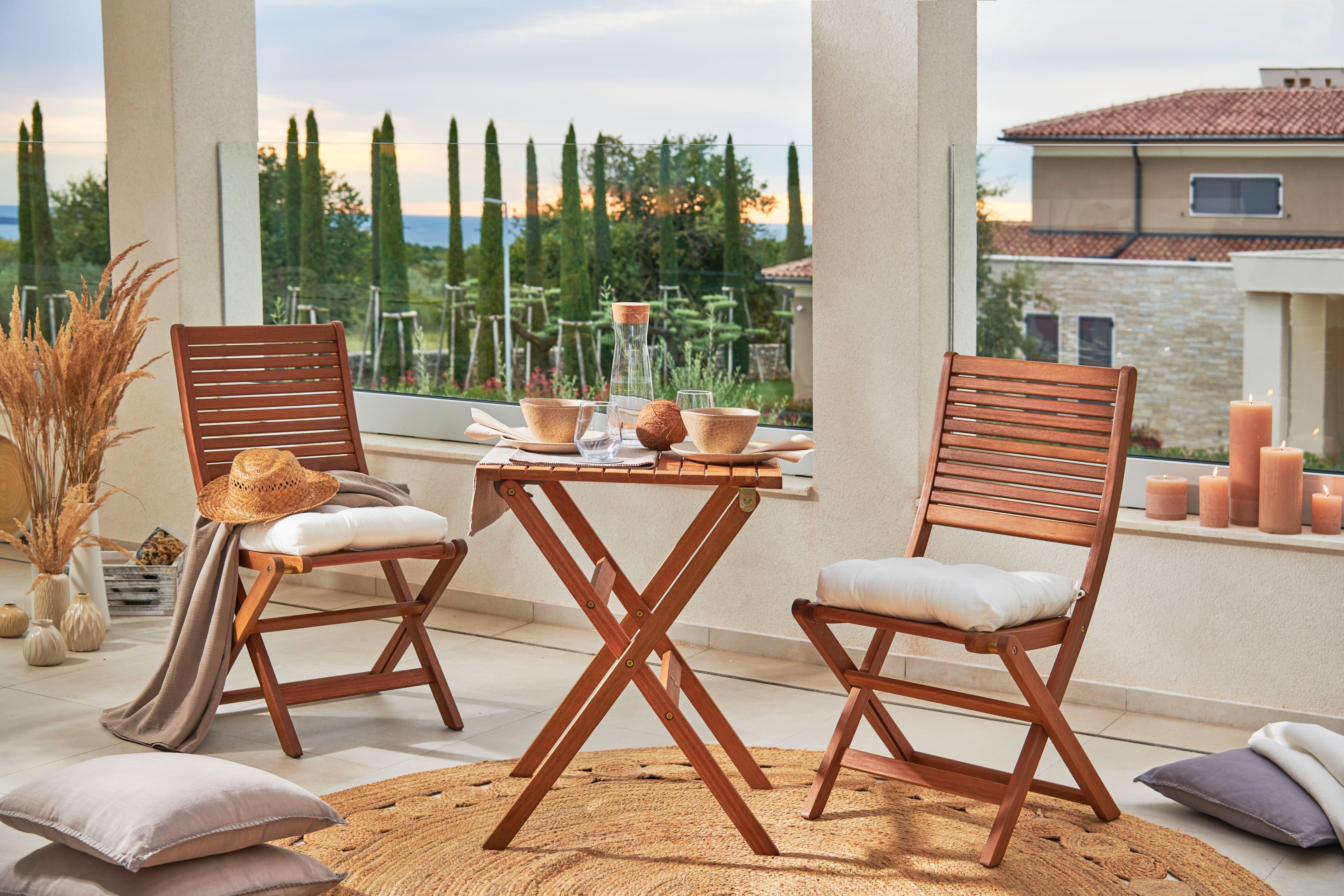 Balkonset Stacy aus Eukalyptusholz - Teakfarben, Natur, Holz - Zandiara