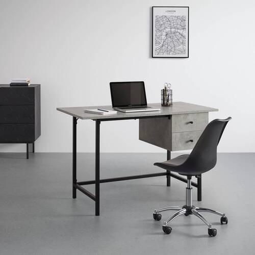 Schreibtisch Donetta Grau MDF ca. 120x60 cm - Schwarz/Grau, MODERN, Kunststoff/Metall (120/60/75cm) - Bessagi Home